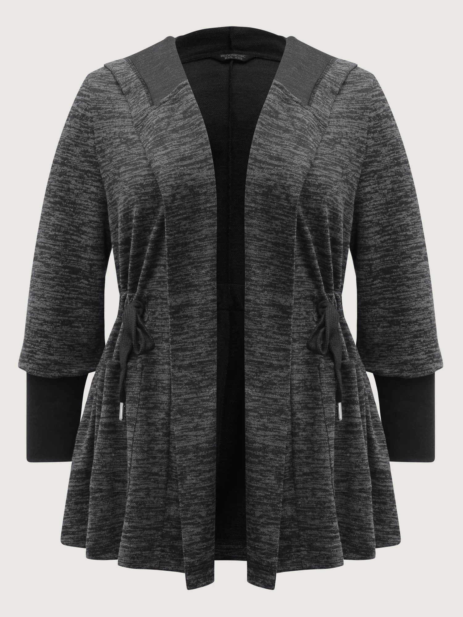 Channel Drawstring Contrast Hooded Jacket - Image 8