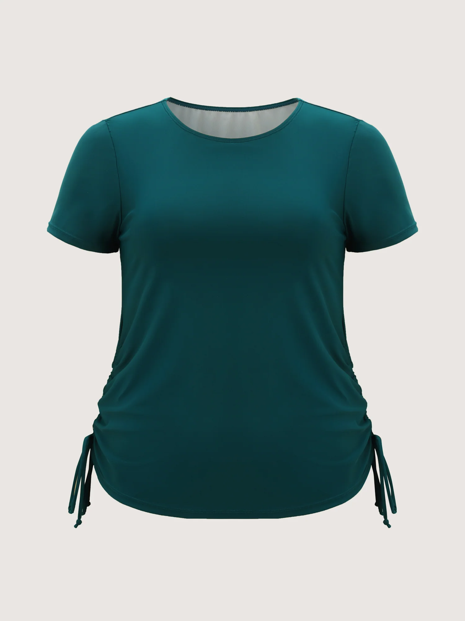 Channel Drawstring Curvy Hem Swim Top - Image 7