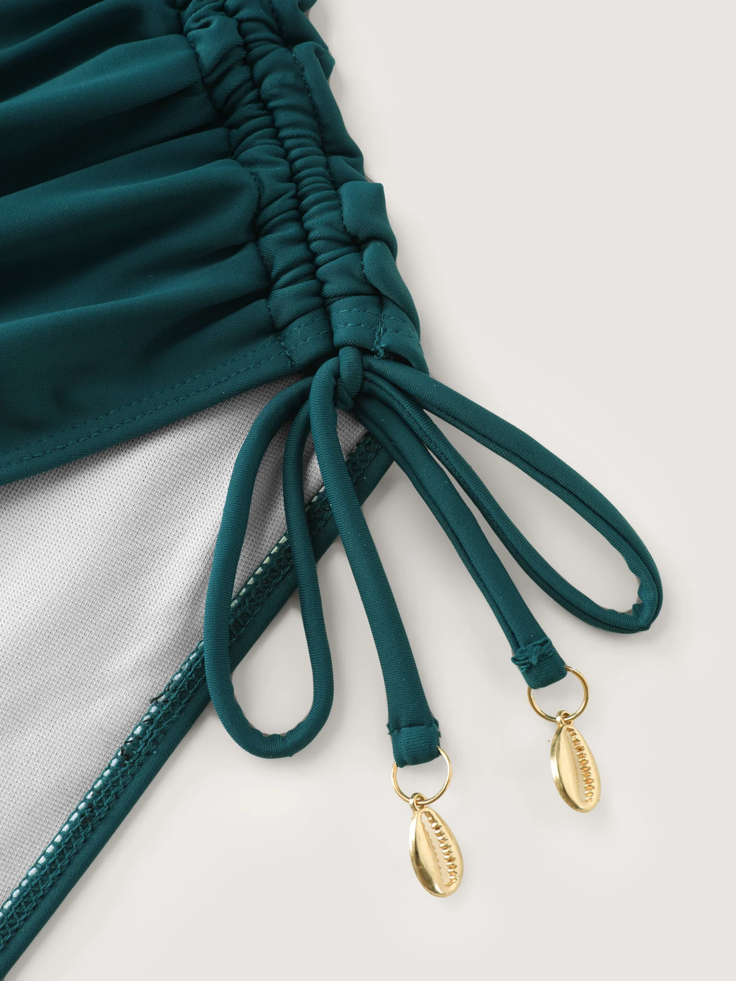Channel Drawstring Metal Buckle One-Piece Swimsuit - Image 7