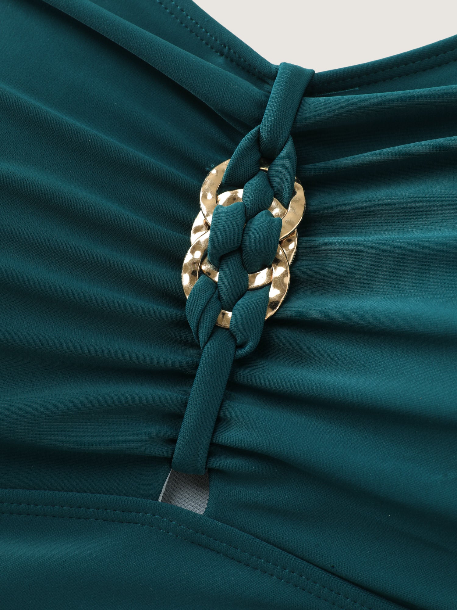 Channel Drawstring Metal Buckle One-Piece Swimsuit - Image 8