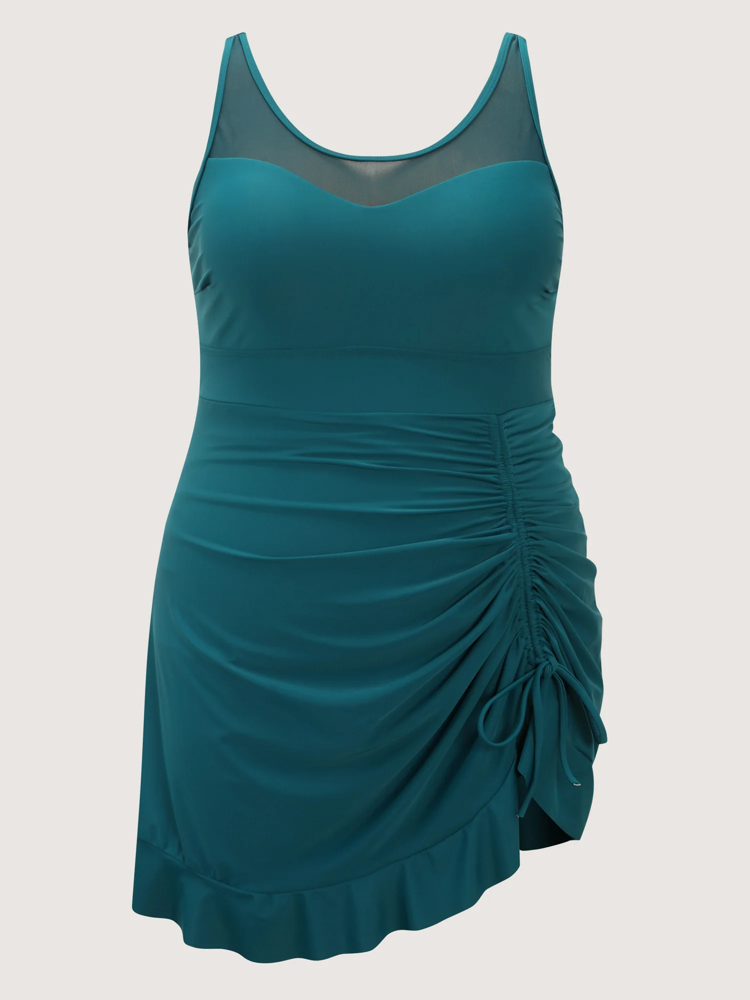 Channel Drawstring Ruffled Swim Dress - Image 8