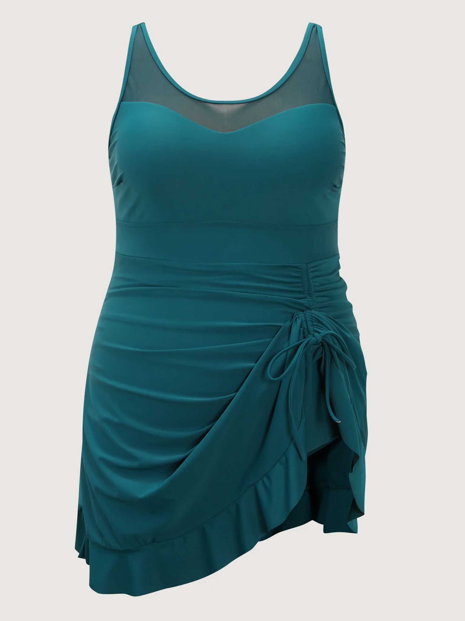 Channel Drawstring Ruffled Swim Dress - Image 9