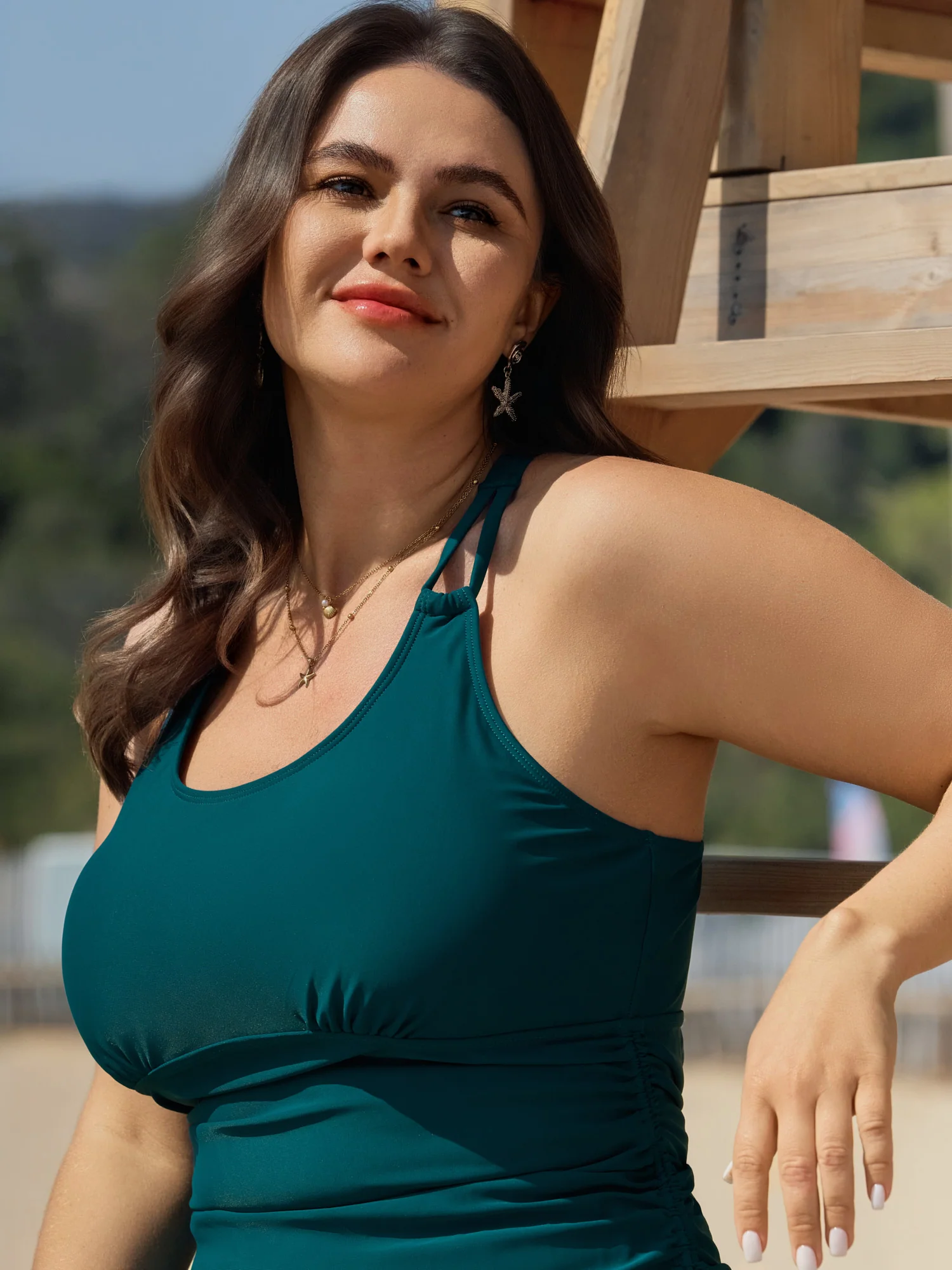 Channel Drawstring Tummy-Control Swim Top - Image 2