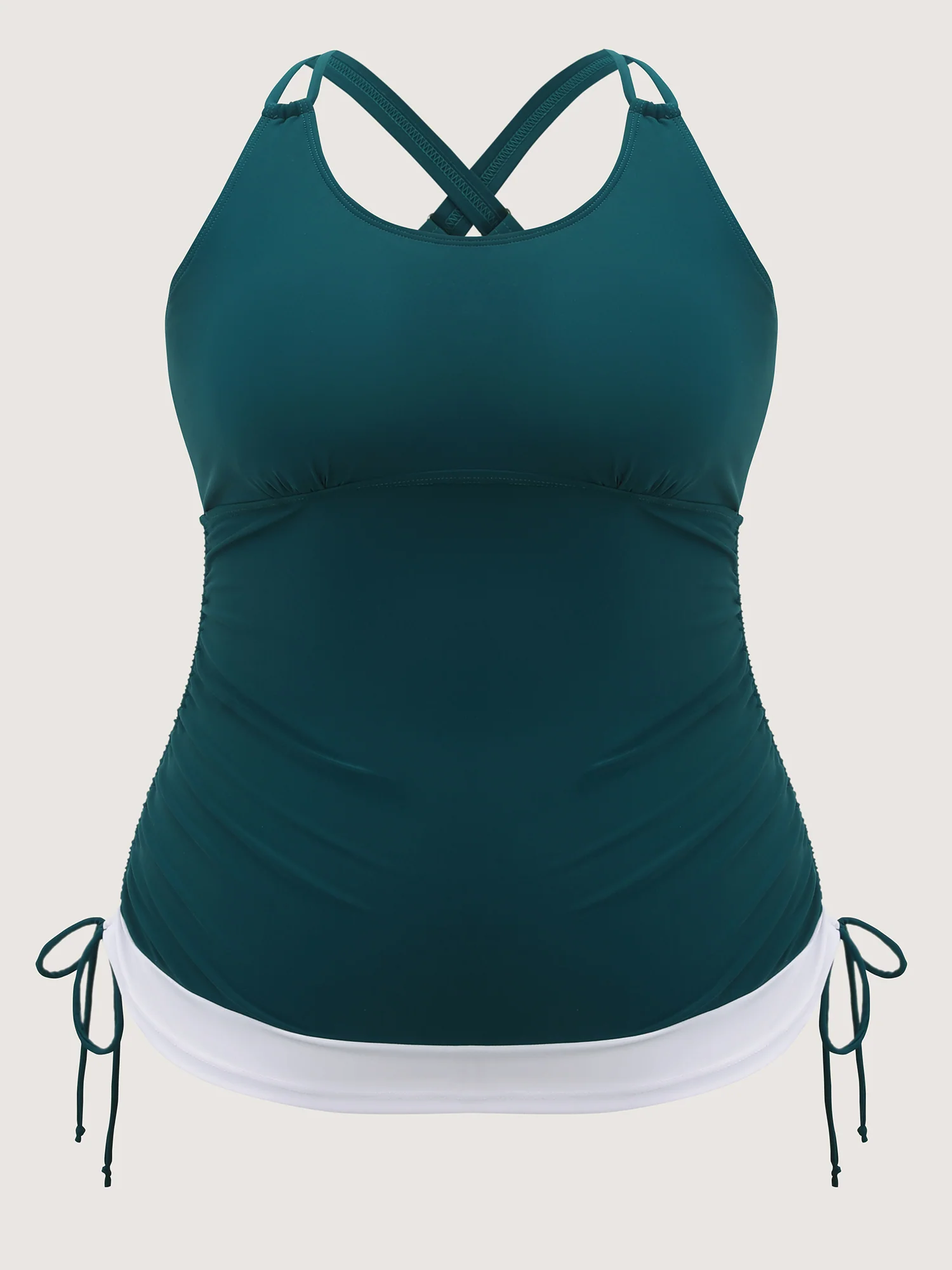 Channel Drawstring Tummy-Control Swim Top - Image 8