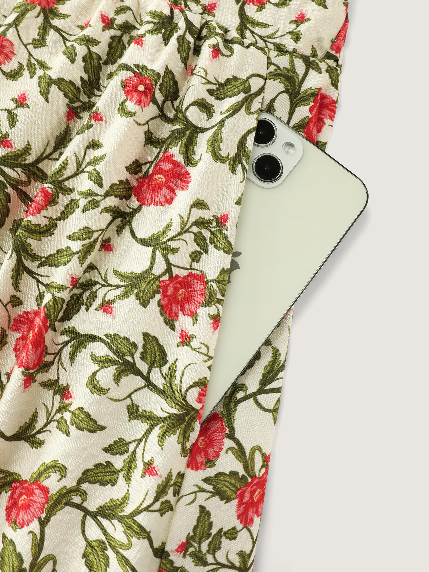 Charming Floral Print Drawstring Neckline Mini Dress - Image 6