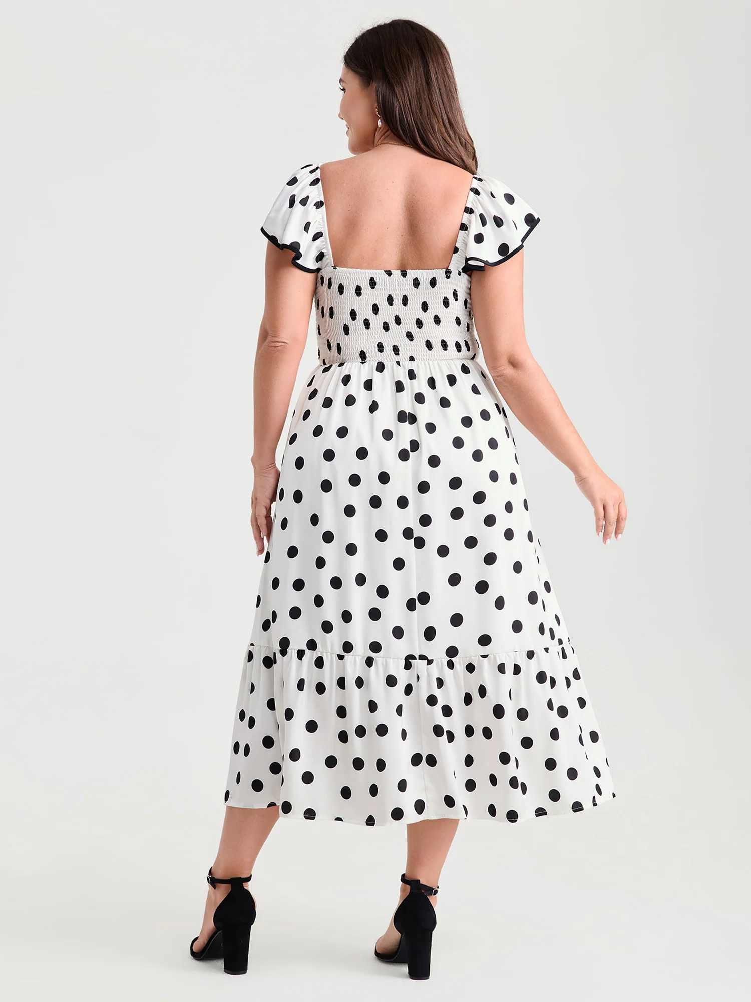 Charming Polka Dots Twist Front Midi Dress - Image 4