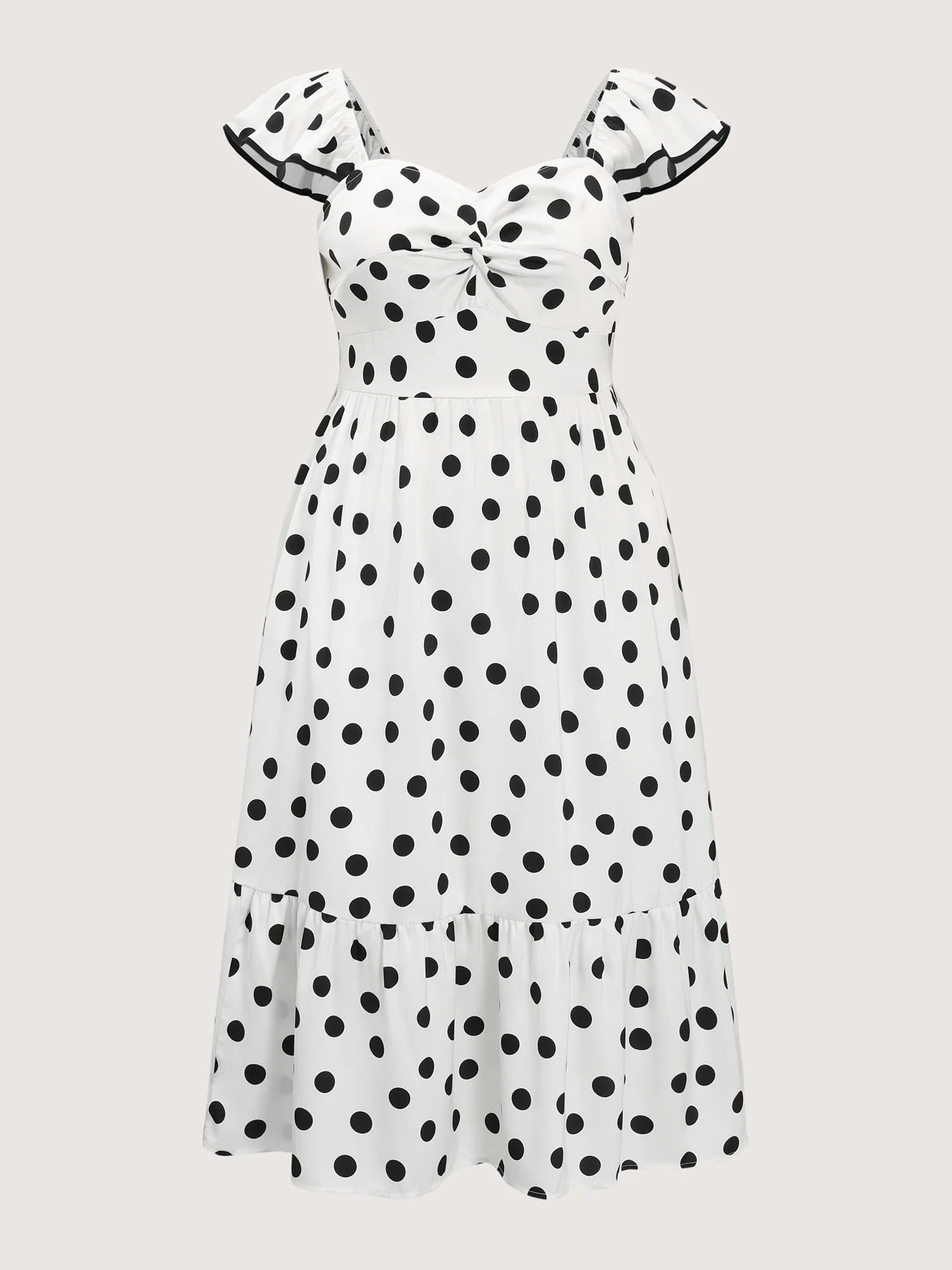 Charming Polka Dots Twist Front Midi Dress - Image 7