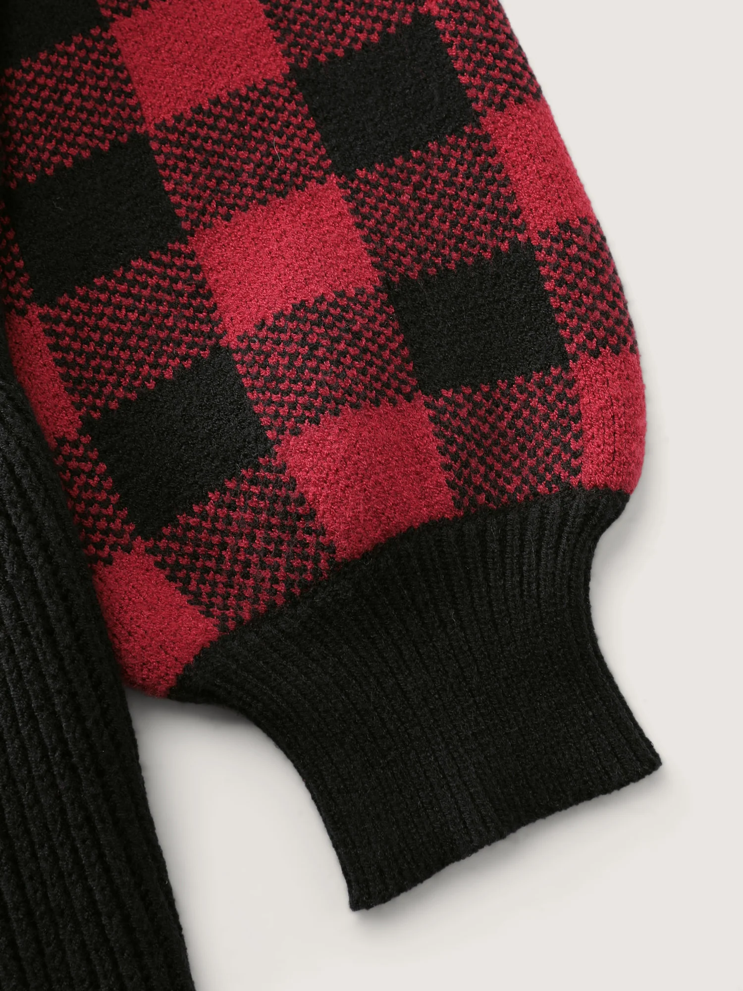 Supersoft Check Jacquard Cableknit Cinched-Waist Pullover - Image 5