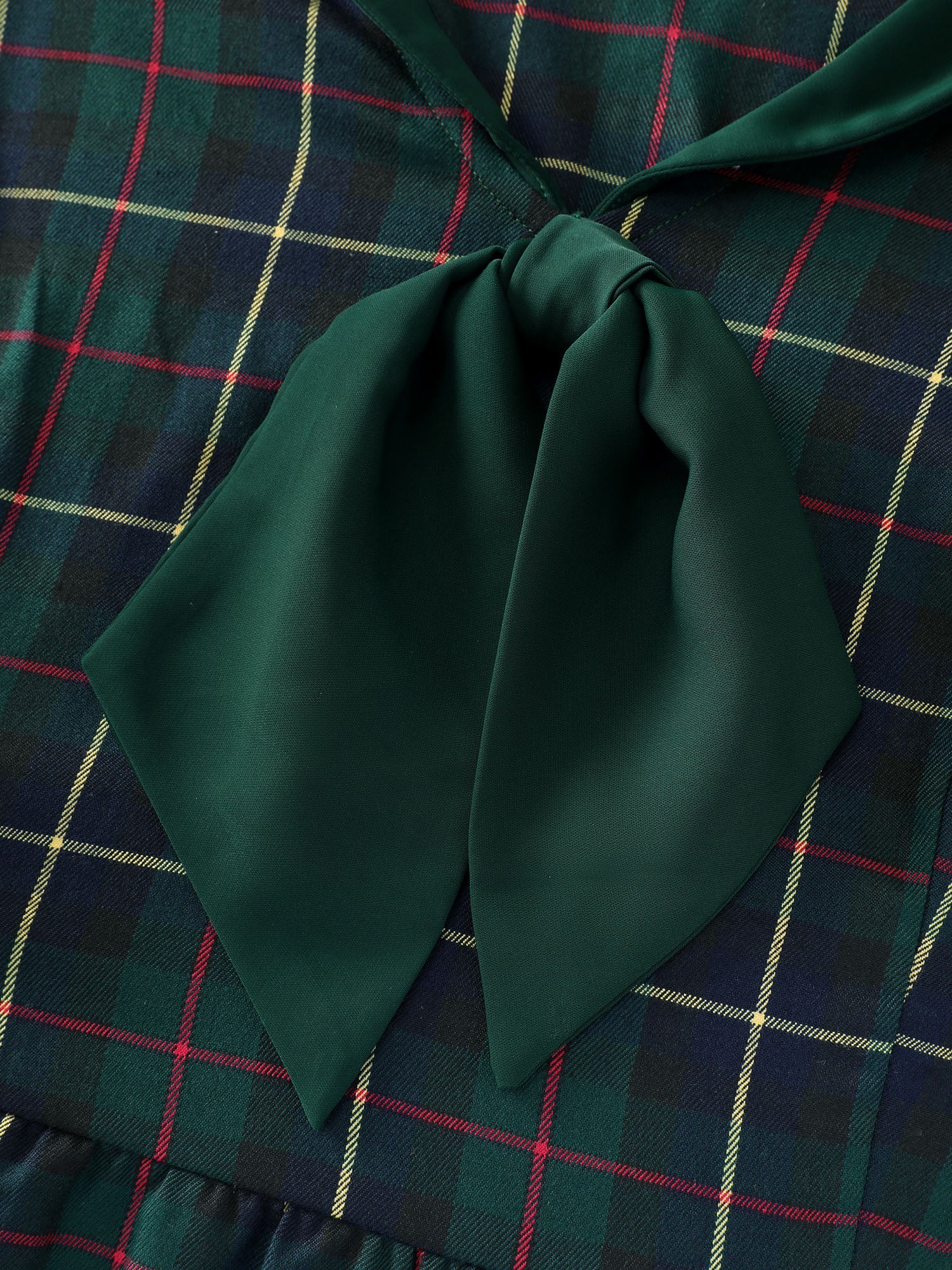 Check Pattern Lapel Tie Blouse - Image 5