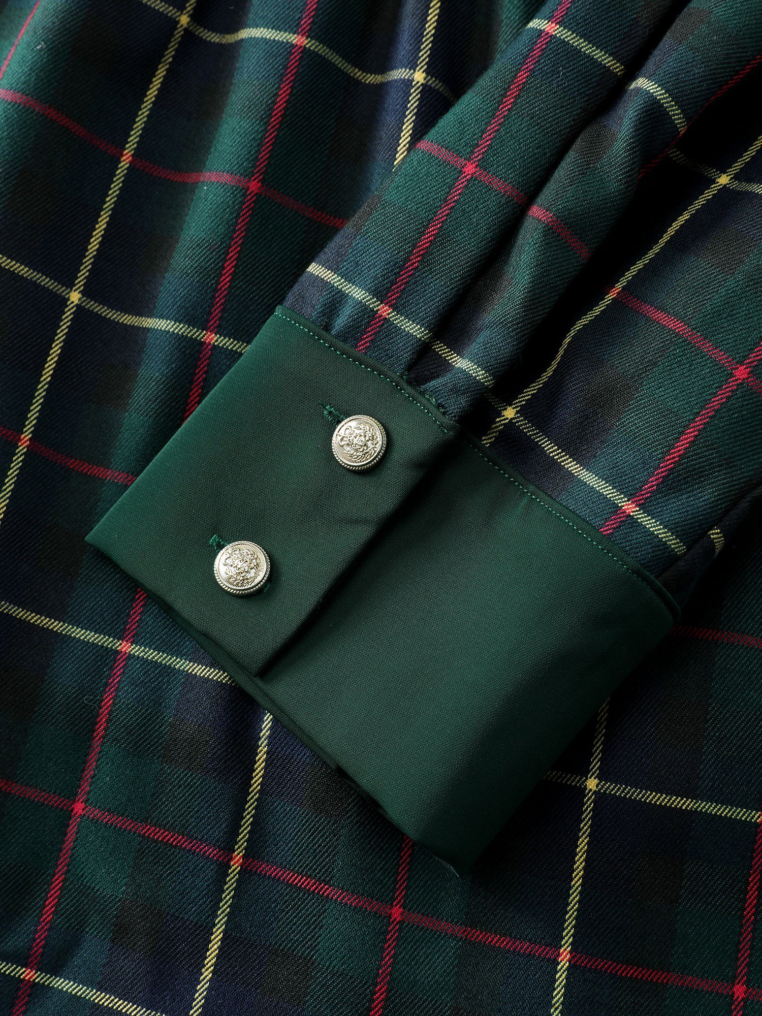 Check Pattern Lapel Tie Blouse - Image 6
