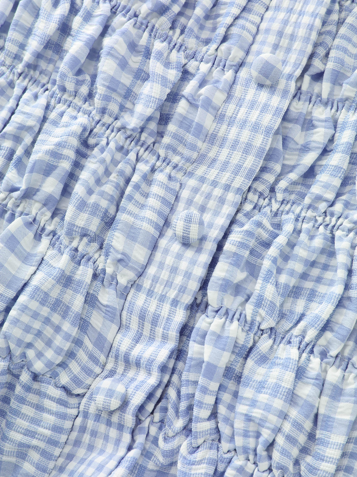 Check Pattern Shirred Bodice Midi Dress - Image 5