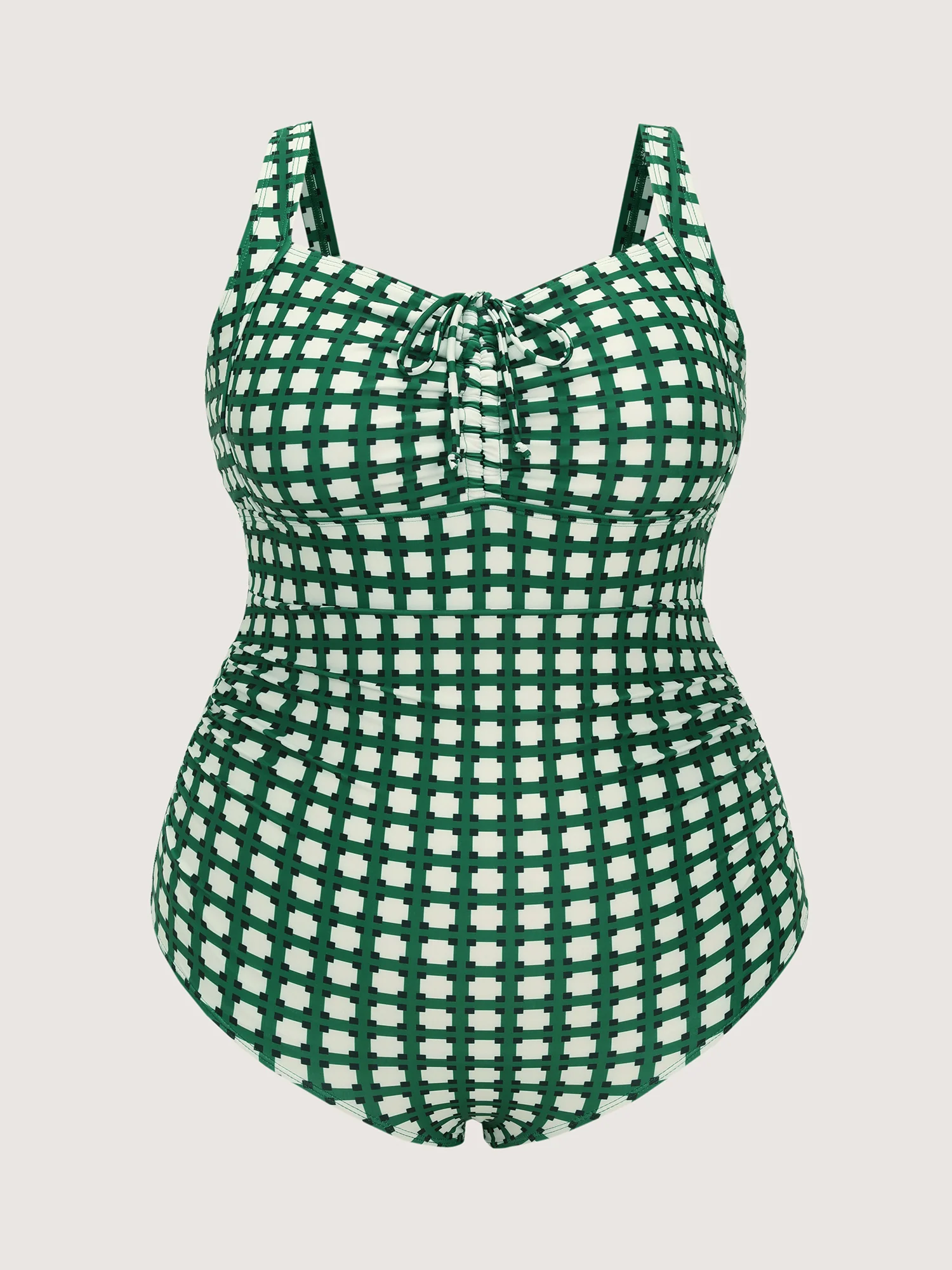 Check Print Adjustable Fit One-Piece Swimsuit - Image 7