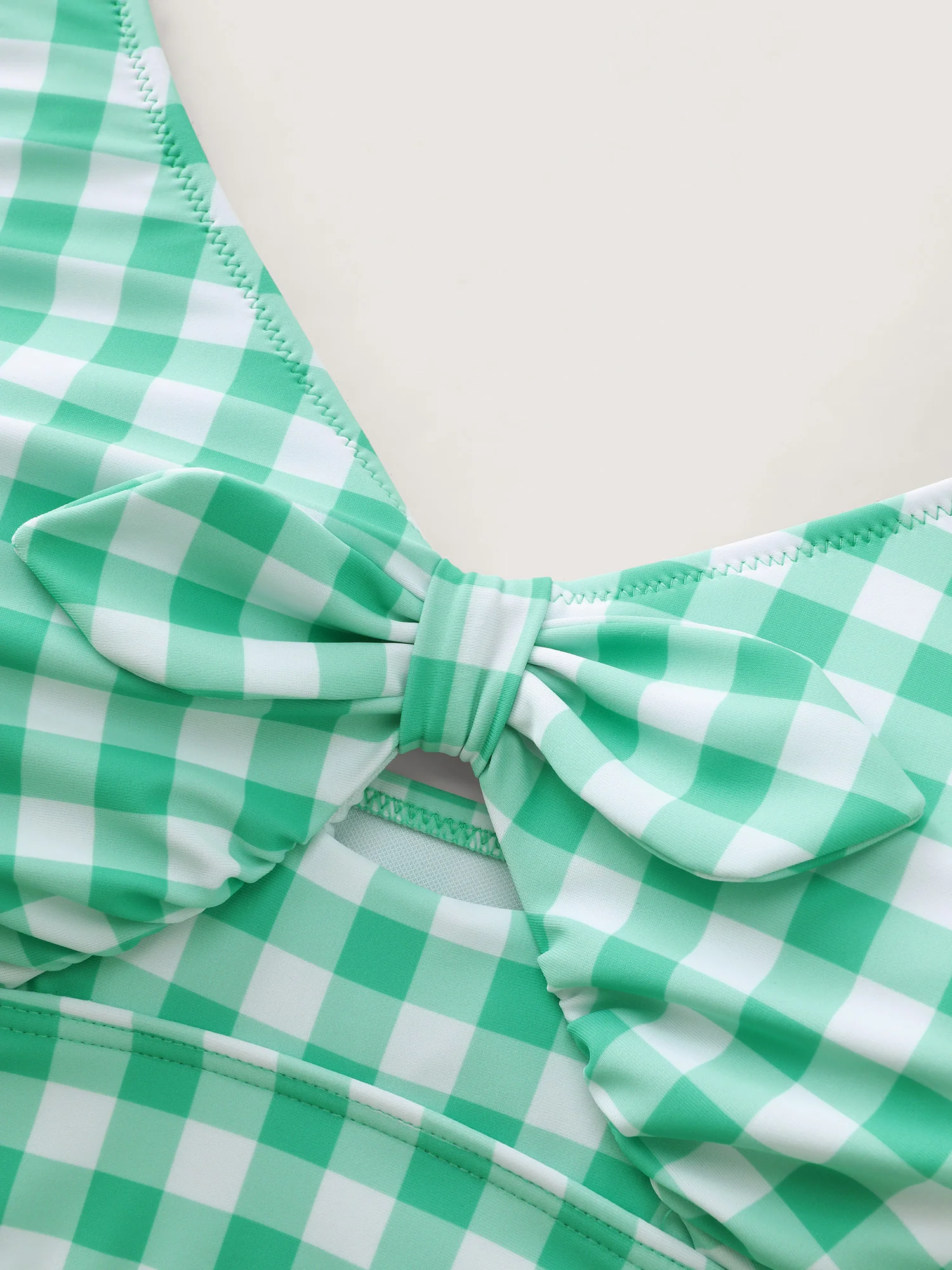 Check Print Cut-Out One-Piece Swimsuit - Image 11