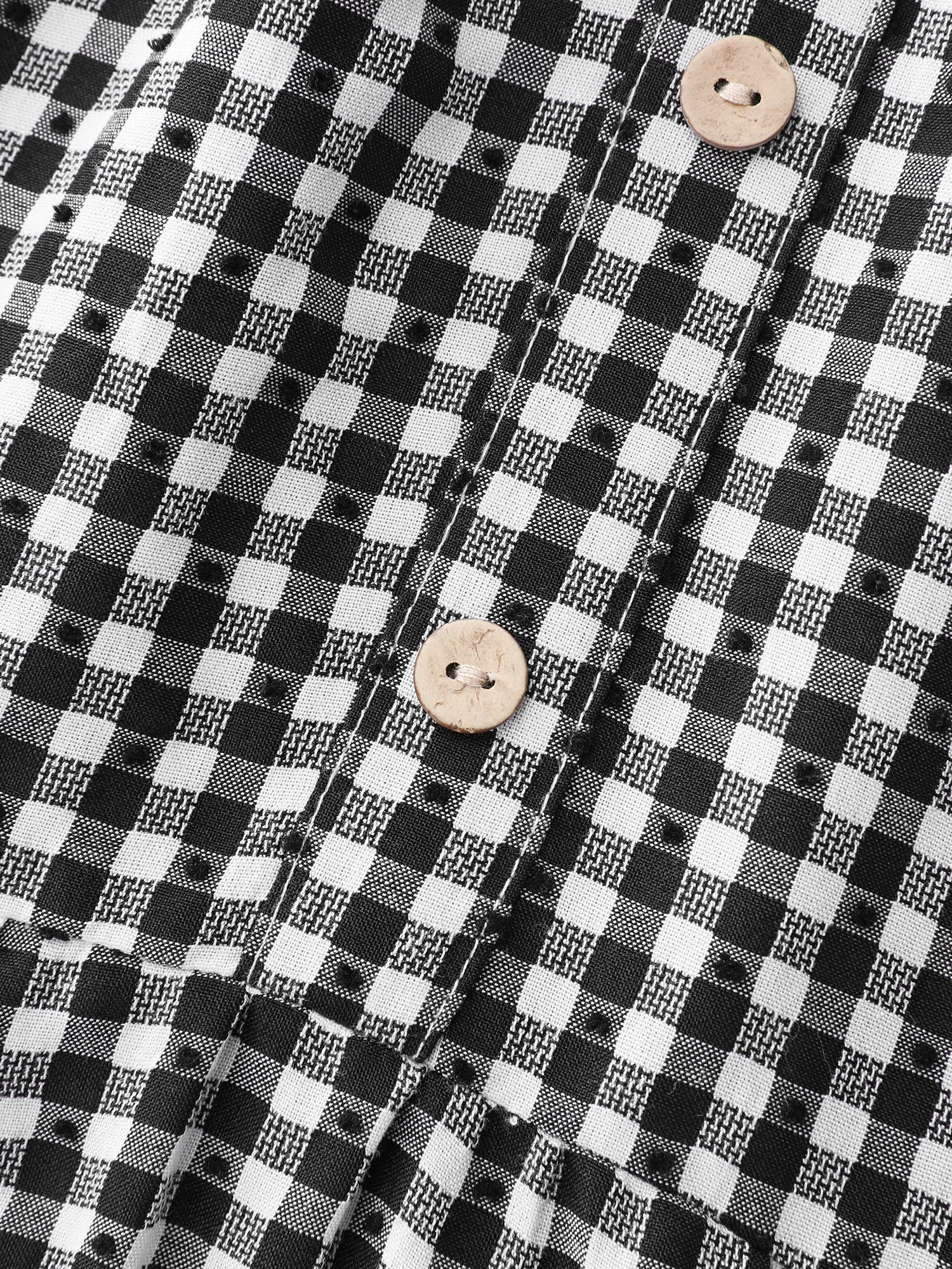 Checked Print Button Detail Fit And Flare Blouse - Image 5