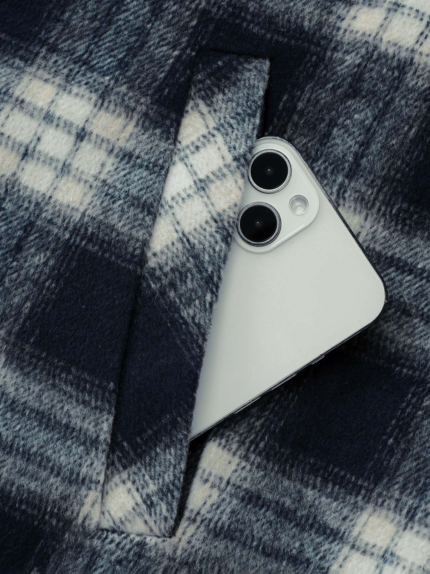 Checkered Belted Color Contrast Coat - Image 6