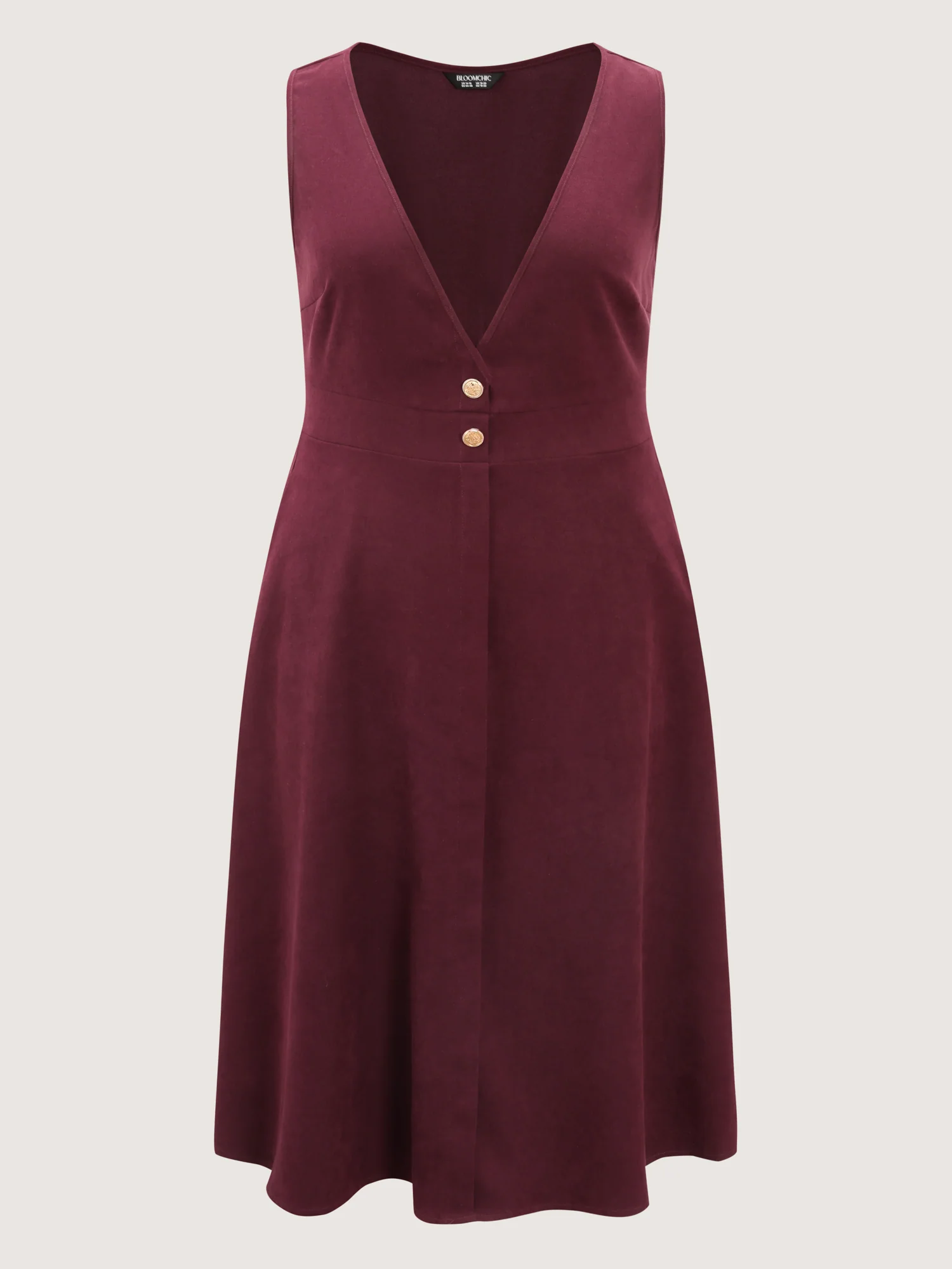 Checkered Button Detail Overall Midi Dress - Image 7