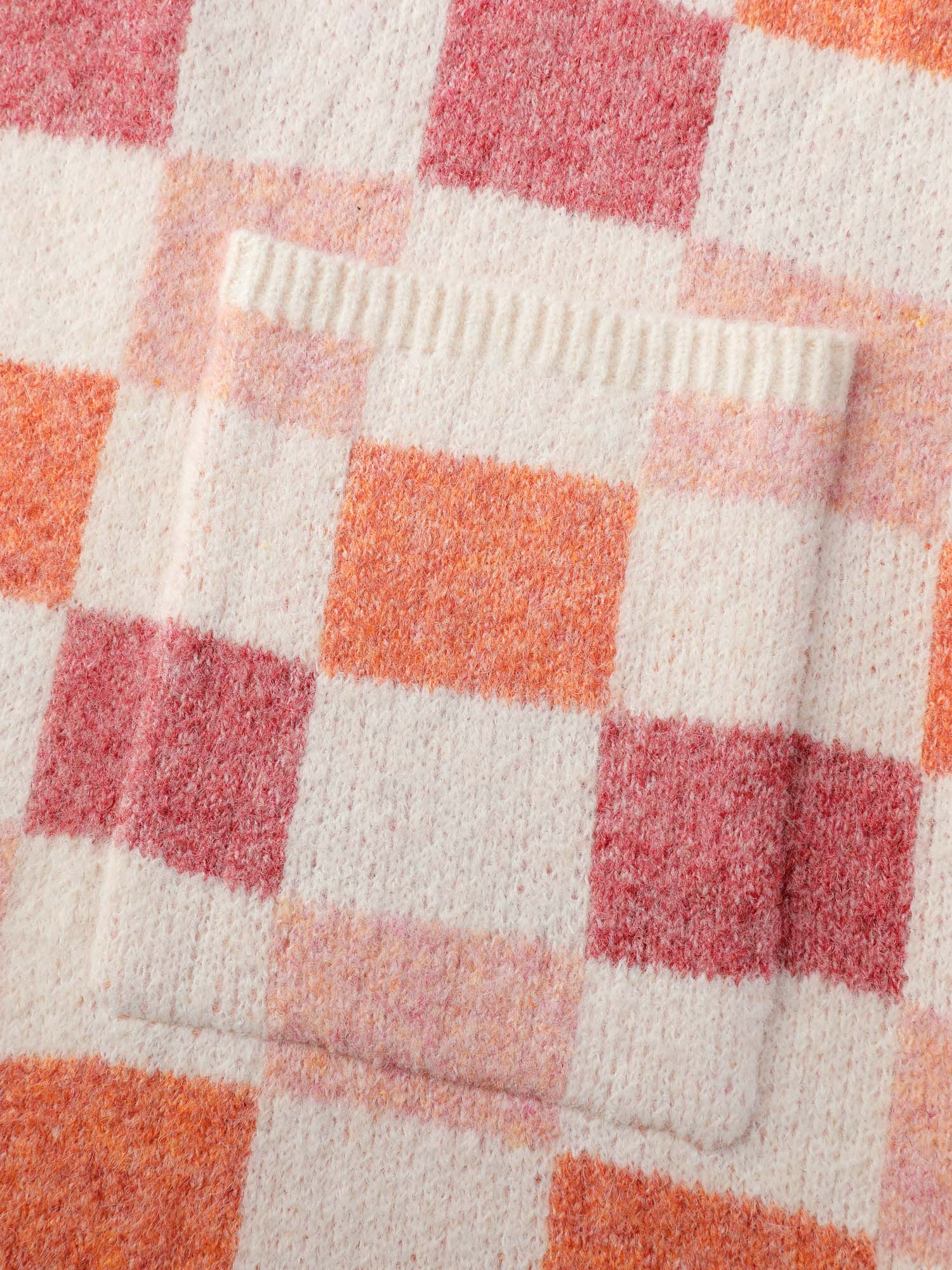 Checkered Color Contrast Open-Front Cardigan - Image 5