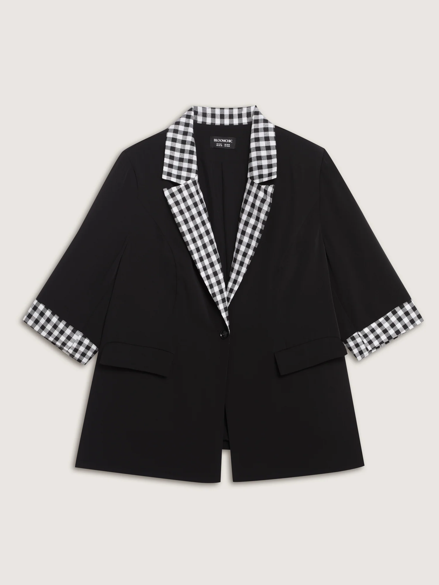 Checkered Contrast Button Blazer - Image 8