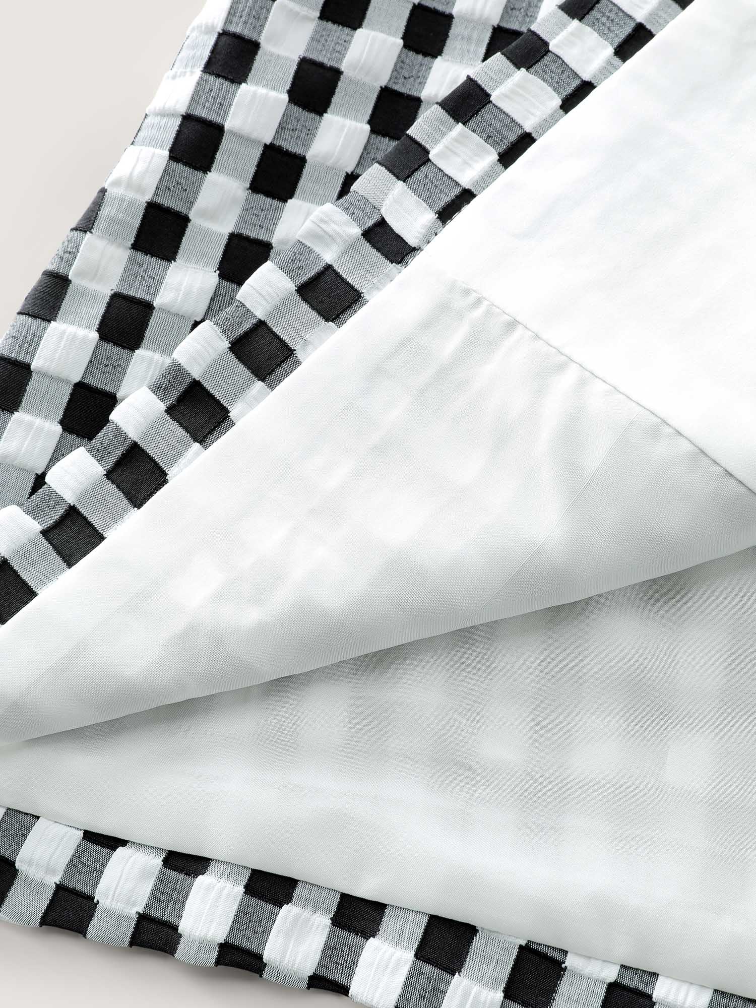 Checkered Crossover Tie Square Neck Blouse - Image 5