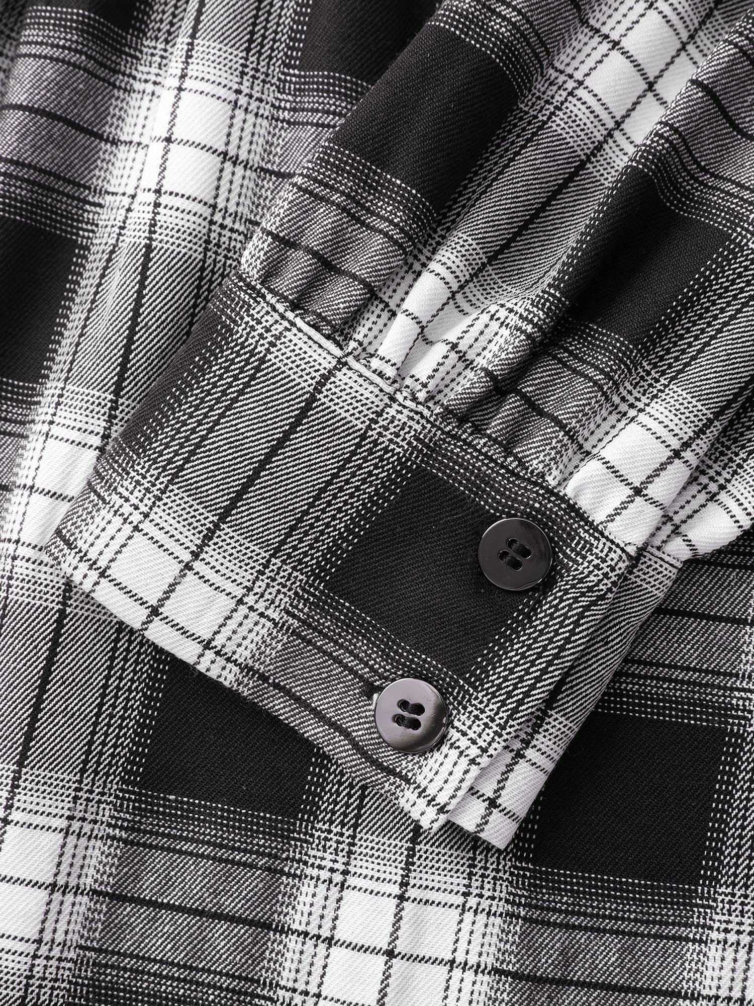 Checkered Faux-Layered Button Detail Blouse - Image 6