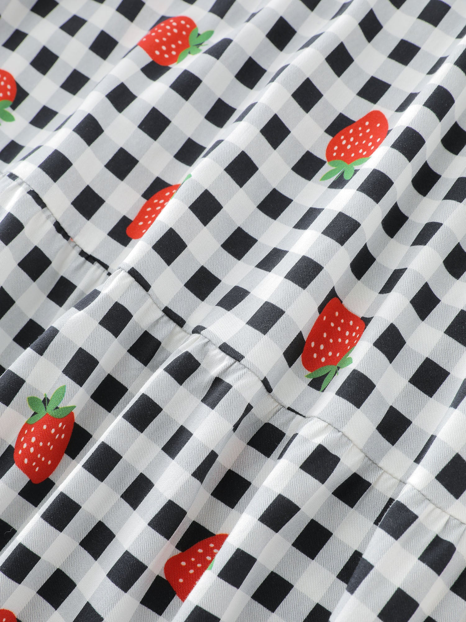 Checkered Fruity Print Tiered Maxi Skirt - Image 6