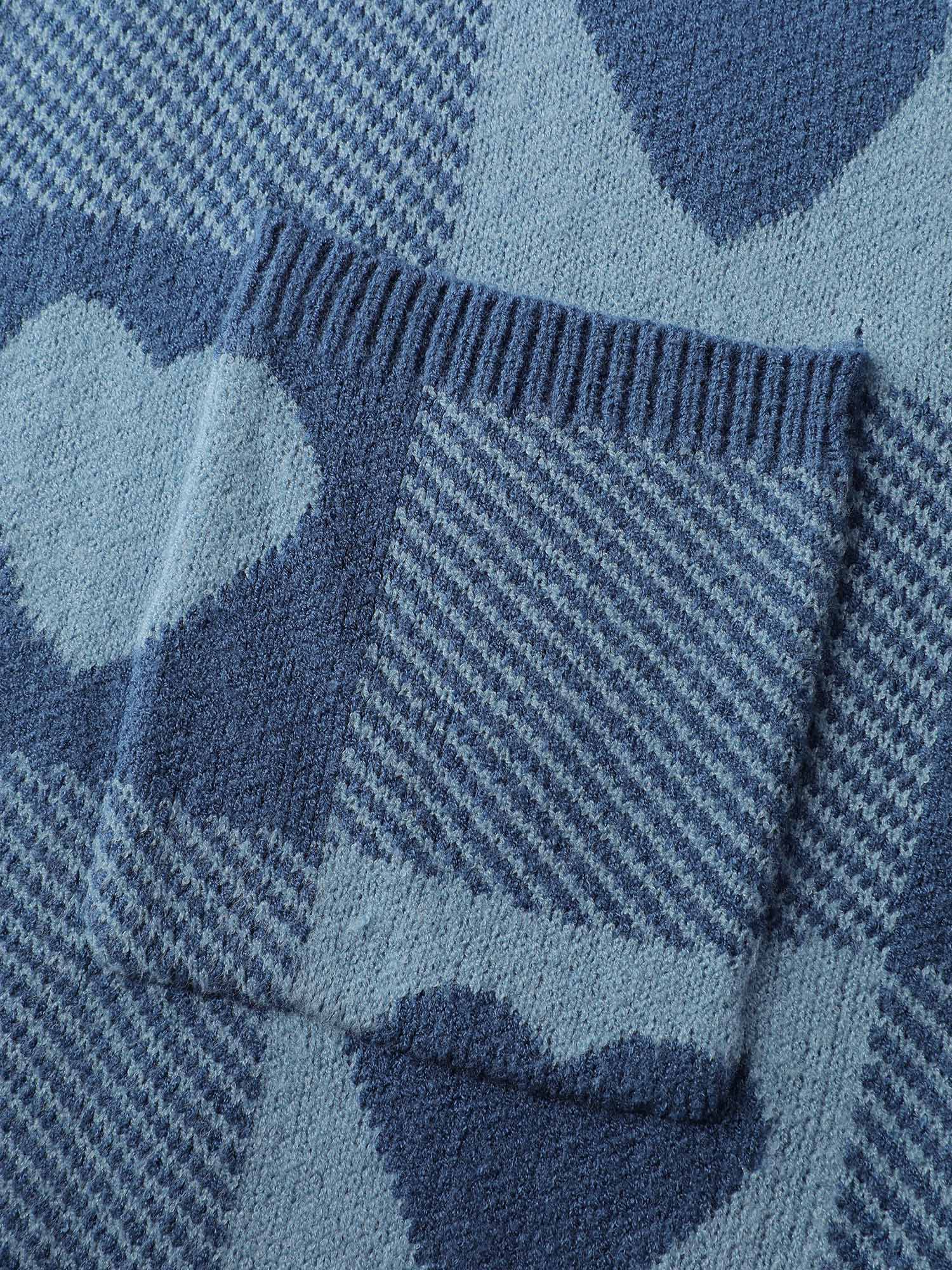 Supersoft Checkered Hearts Jacquard Pockets Knit Cardigan - Image 6