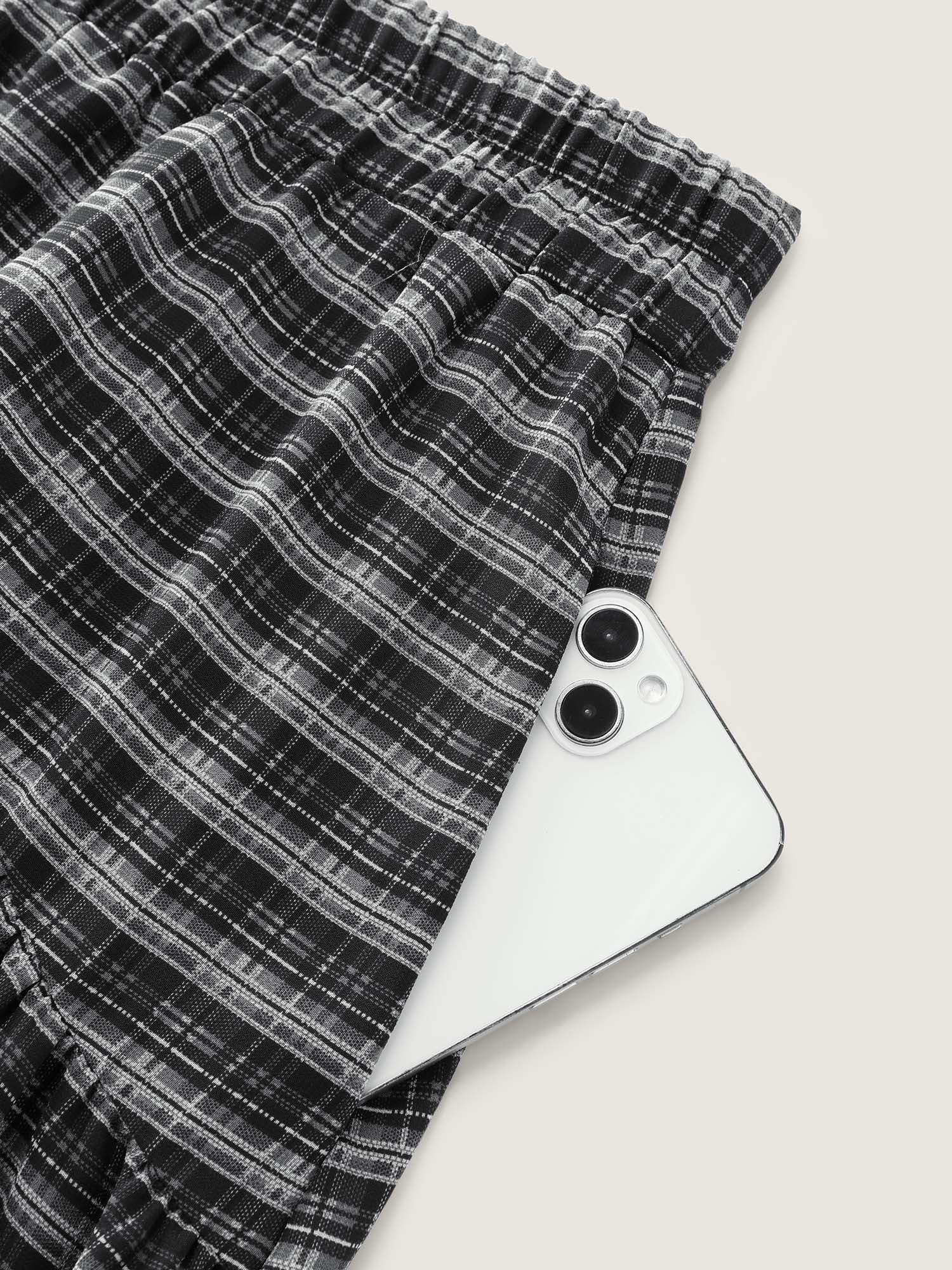 Checkered High-Low Hem Maxi Skirt - Image 6