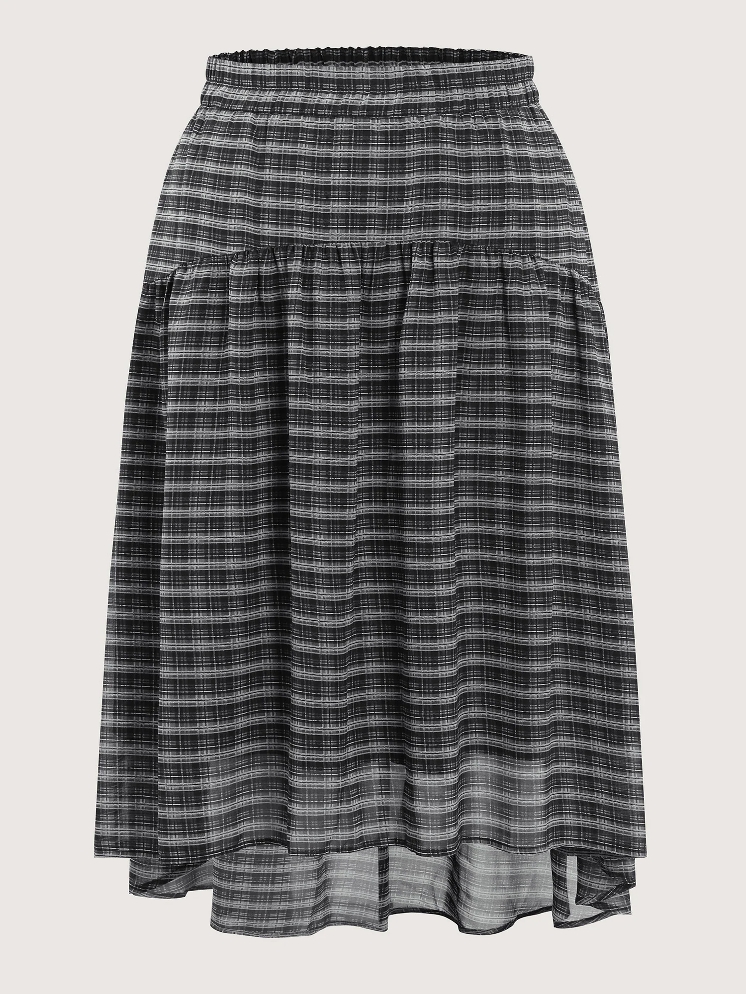 Checkered High-Low Hem Maxi Skirt - Image 8