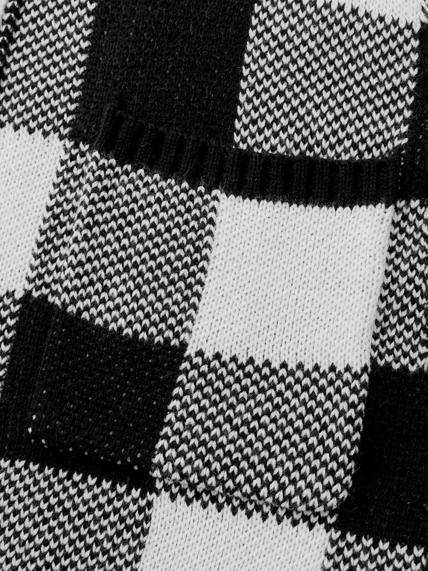 Checkered Jacquard Folded Collar Knit Cardigan - Image 5