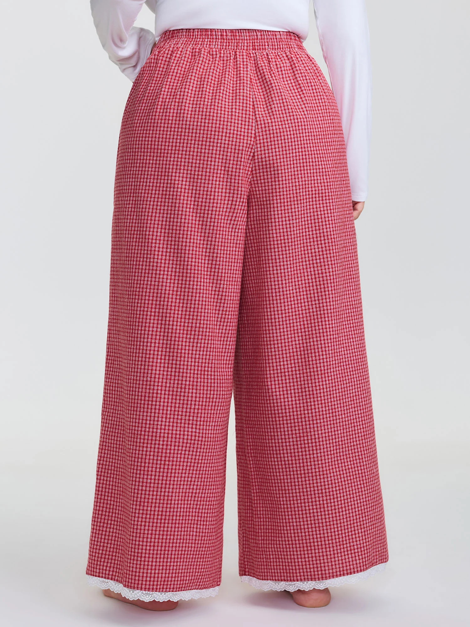 Checkered Lace Buckle Detail Lounge Bottoms - Image 5