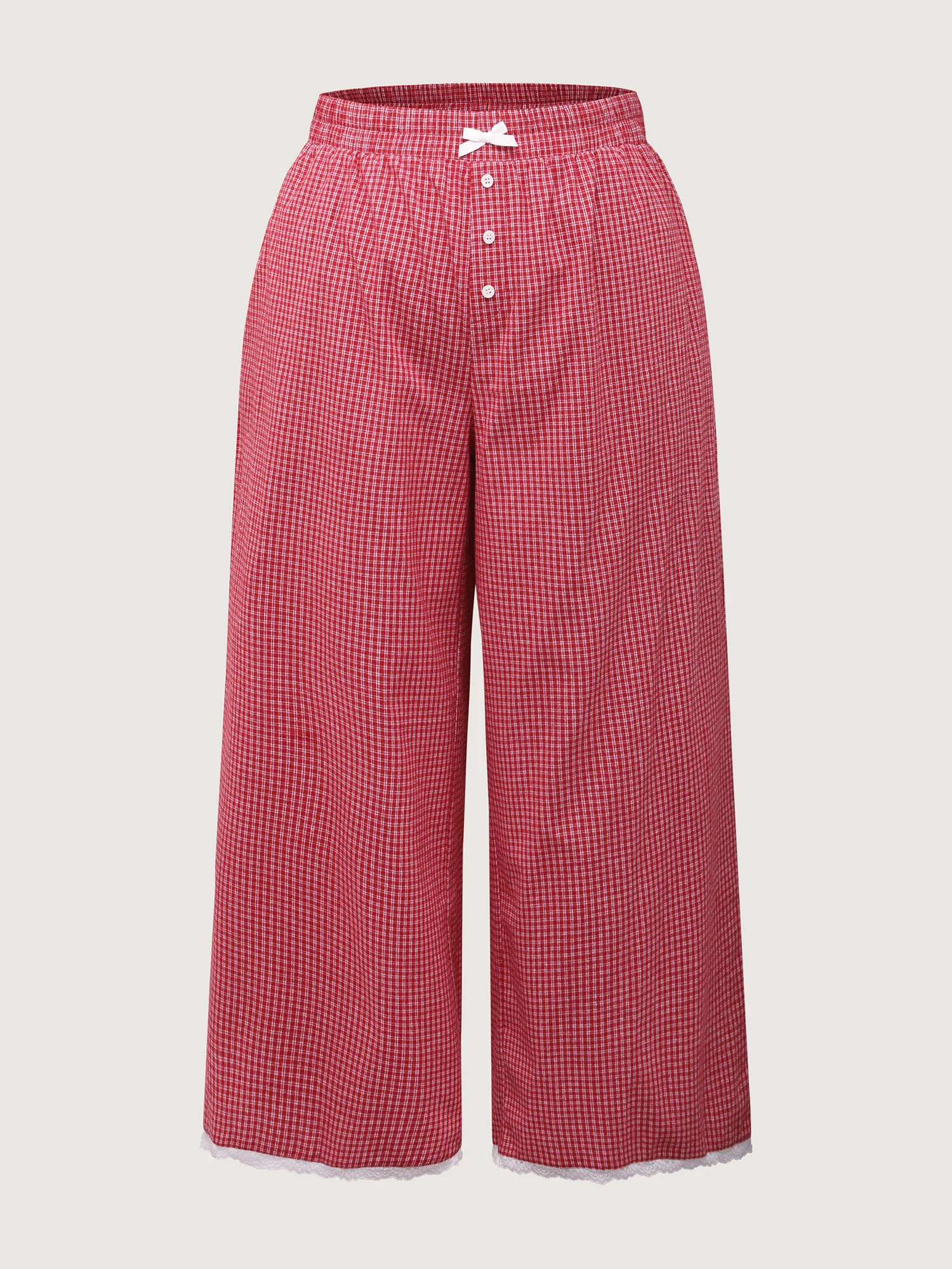 Checkered Lace Buckle Detail Lounge Bottoms - Image 8