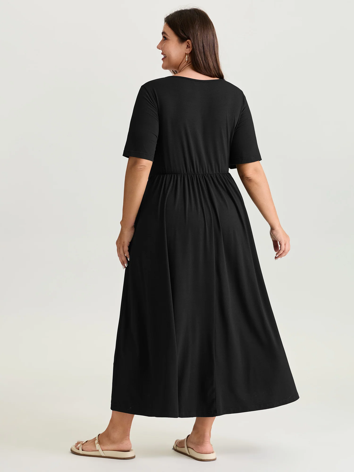 Checkered Layered Cross-Tie Maxi Dress - Image 4