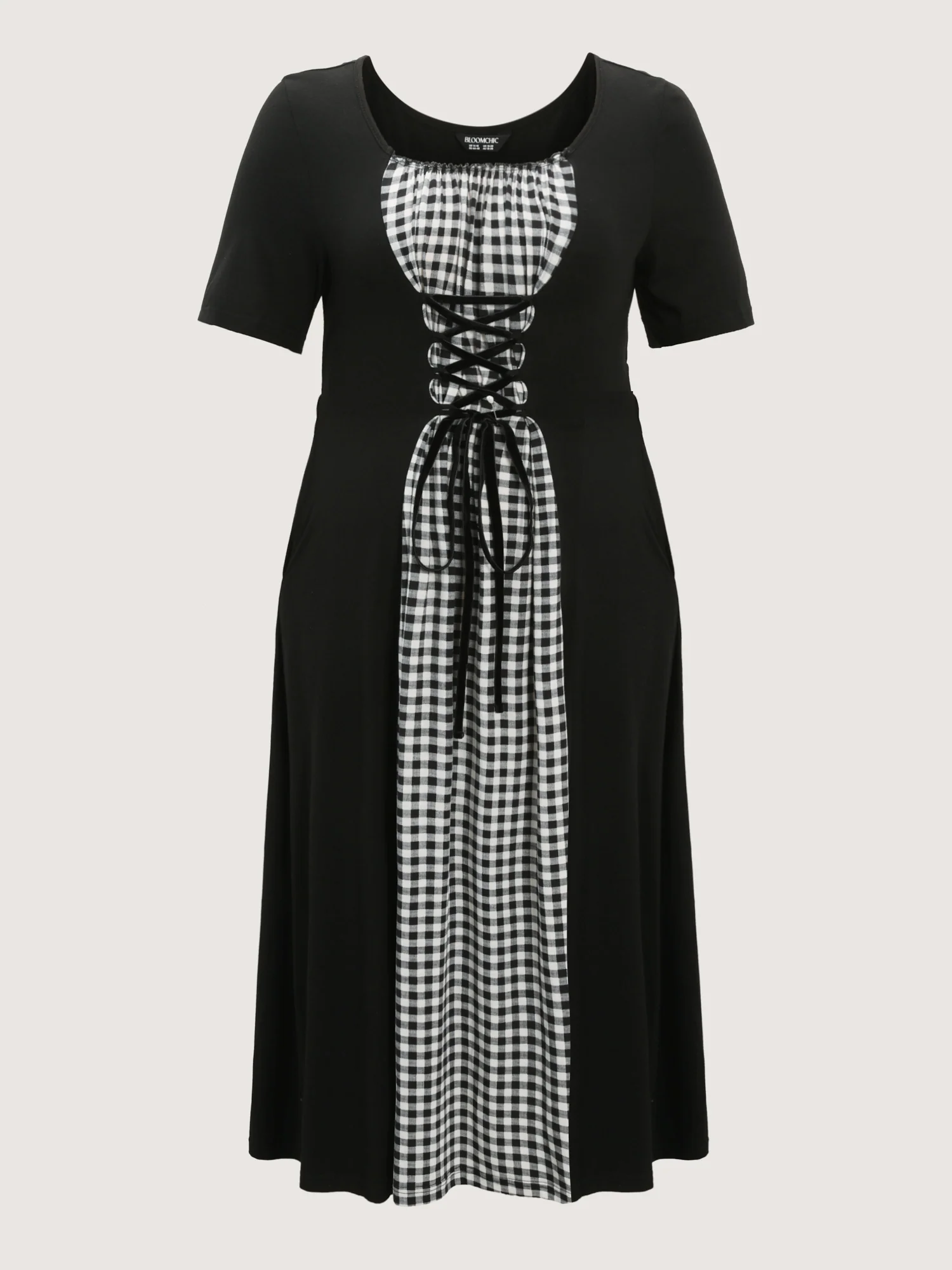 Checkered Layered Cross-Tie Maxi Dress - Image 7