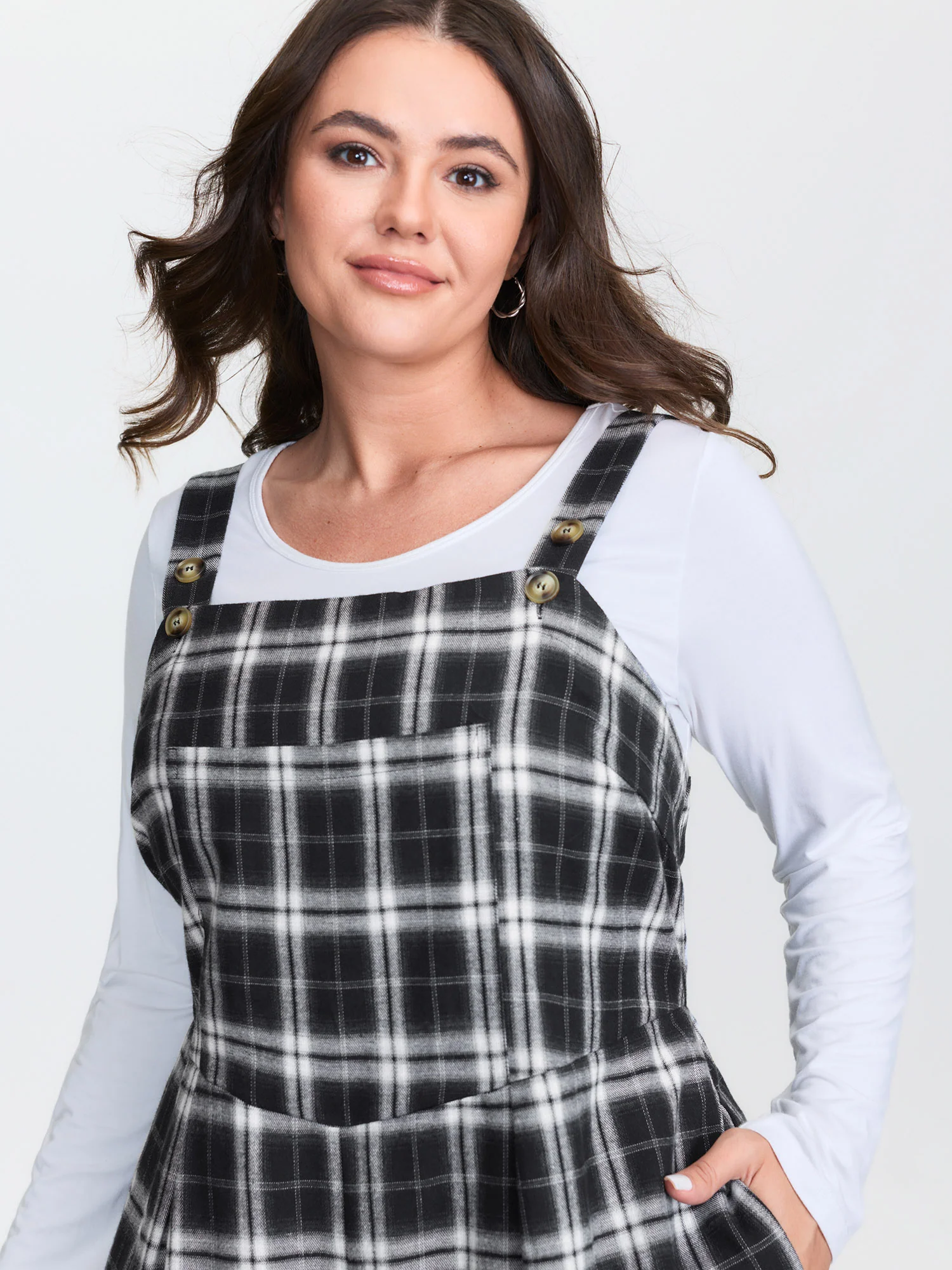 Cotton Checkered Overall Straps Jumpsuit - Image 2