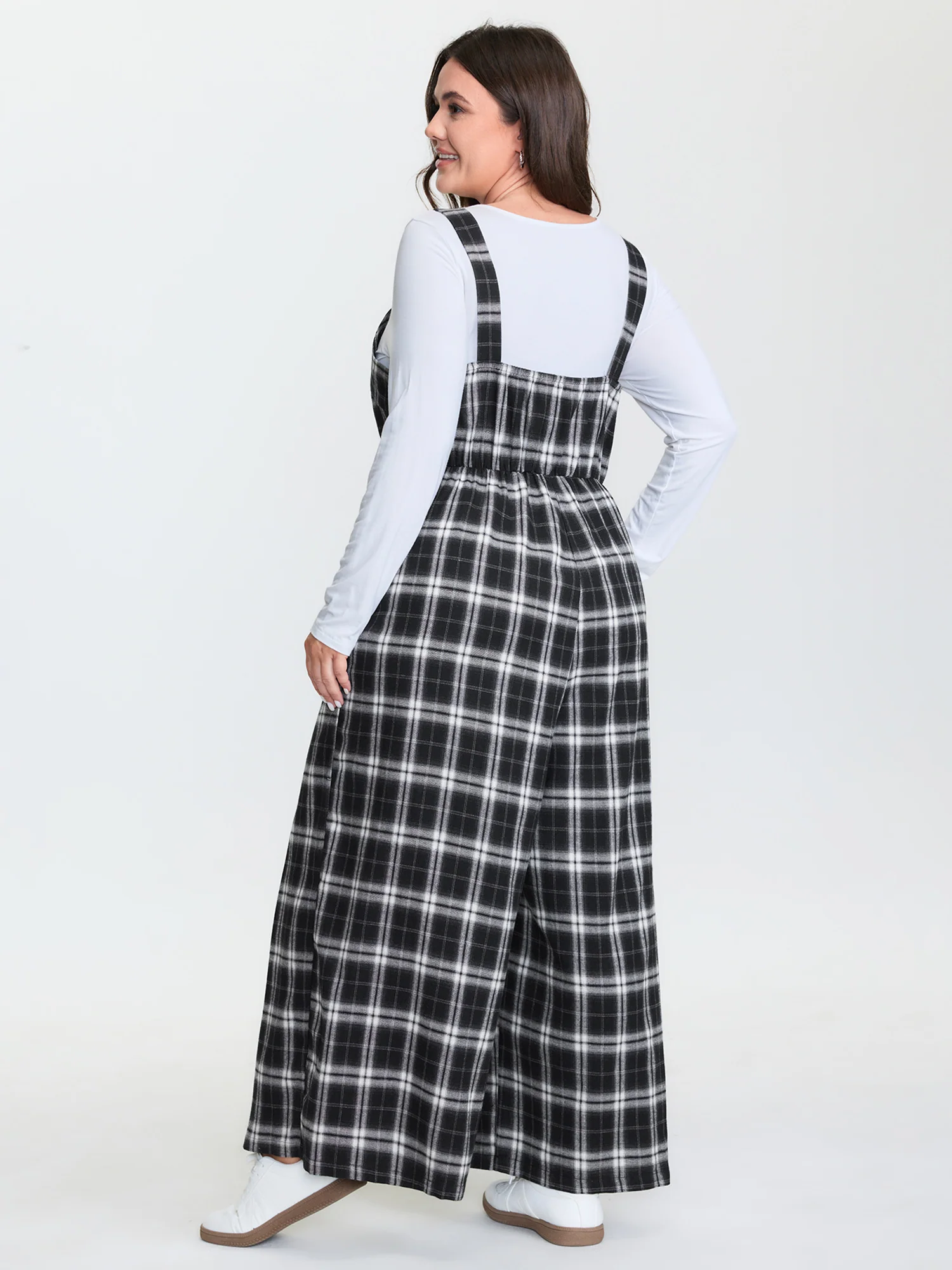 Cotton Checkered Overall Straps Jumpsuit - Image 5