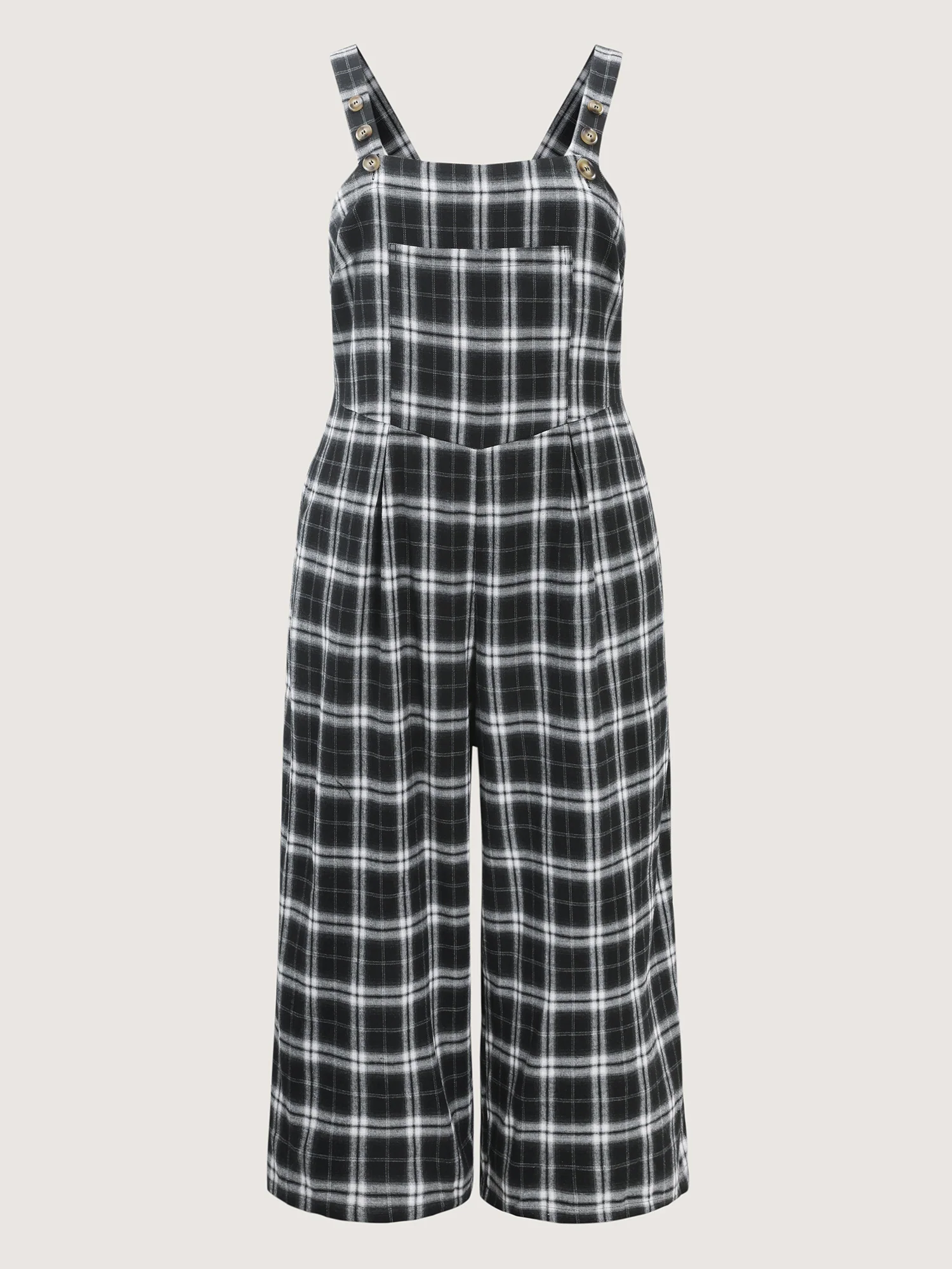 Cotton Checkered Overall Straps Jumpsuit - Image 8