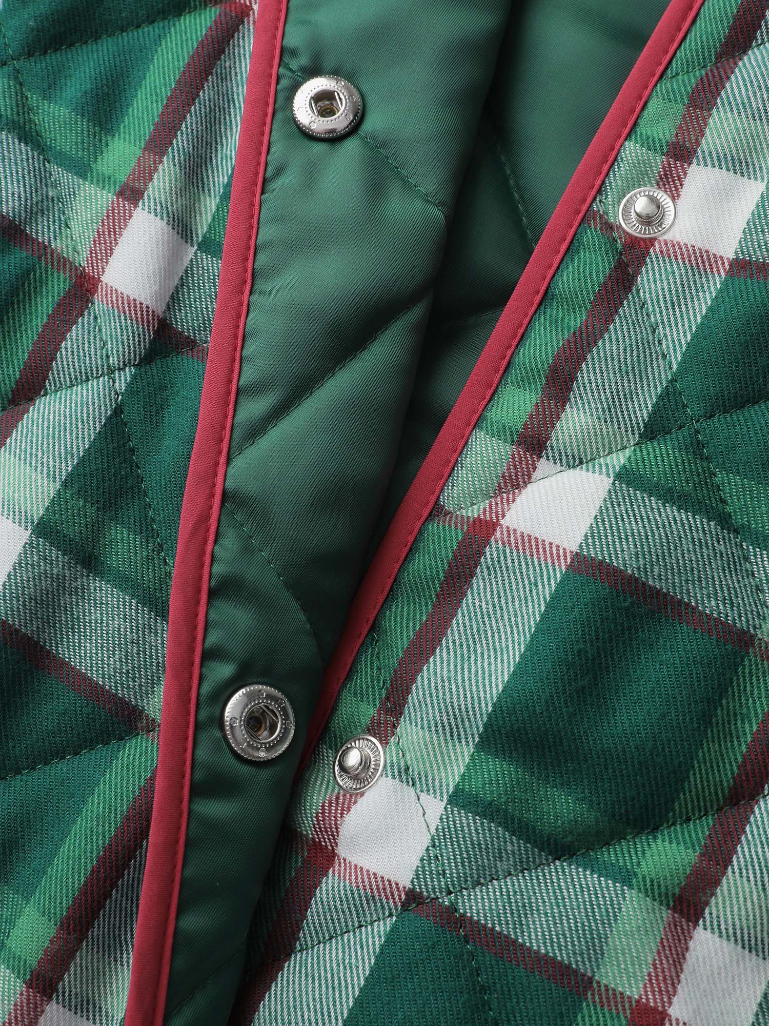 Checkered Pattern Button Quilted Jacket - Image 6