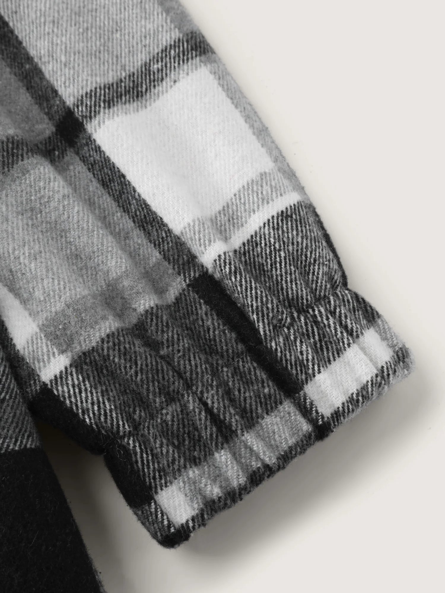 Checkered Pattern Lined Faux Fur Zipper Hoodie - Image 6