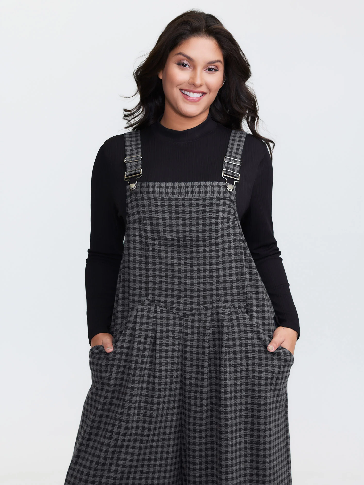 Checkered Pattern Pleated Jumpsuit - Image 2