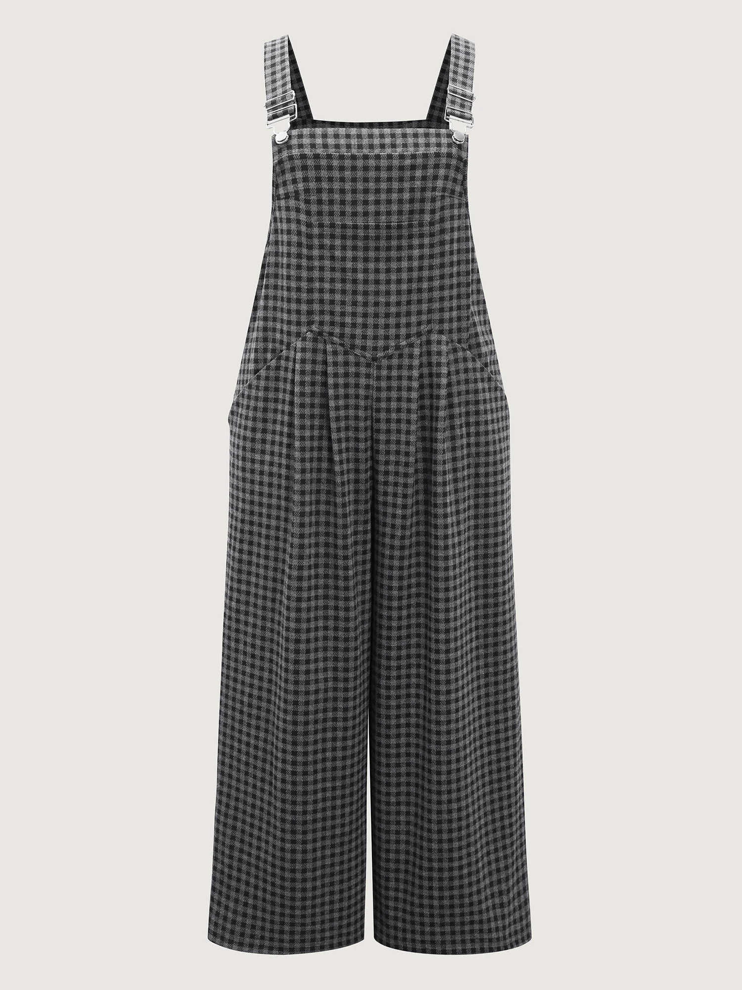 Checkered Pattern Pleated Jumpsuit - Image 7
