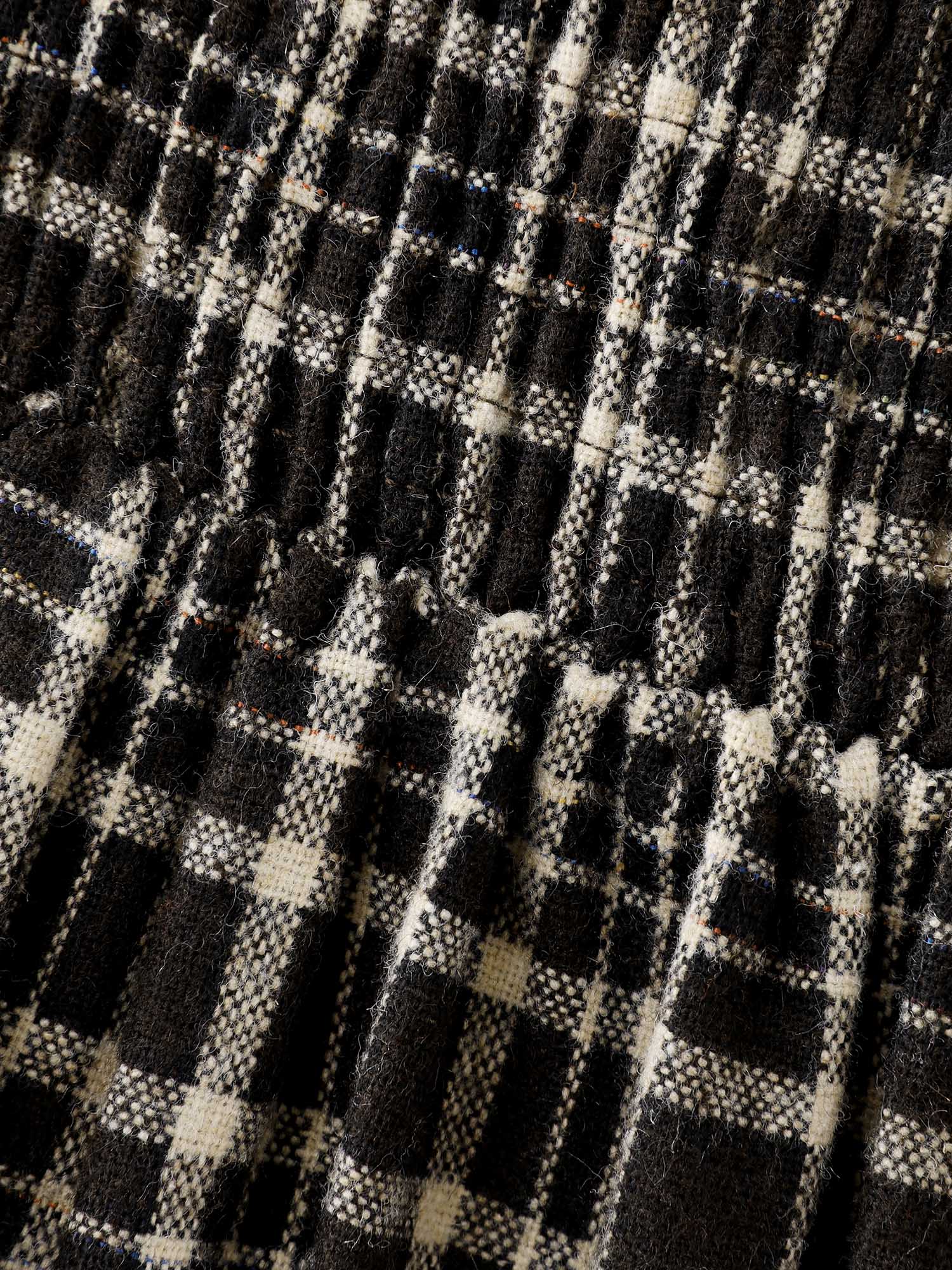 Checkered Pattern Shirred Back Midi Dress - Image 6
