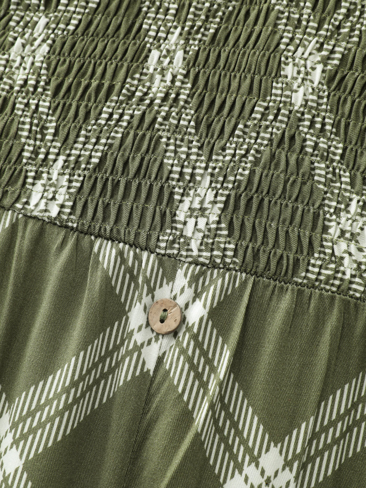 Checkered Pattern Shirred Pockets Midi Dress - Image 5