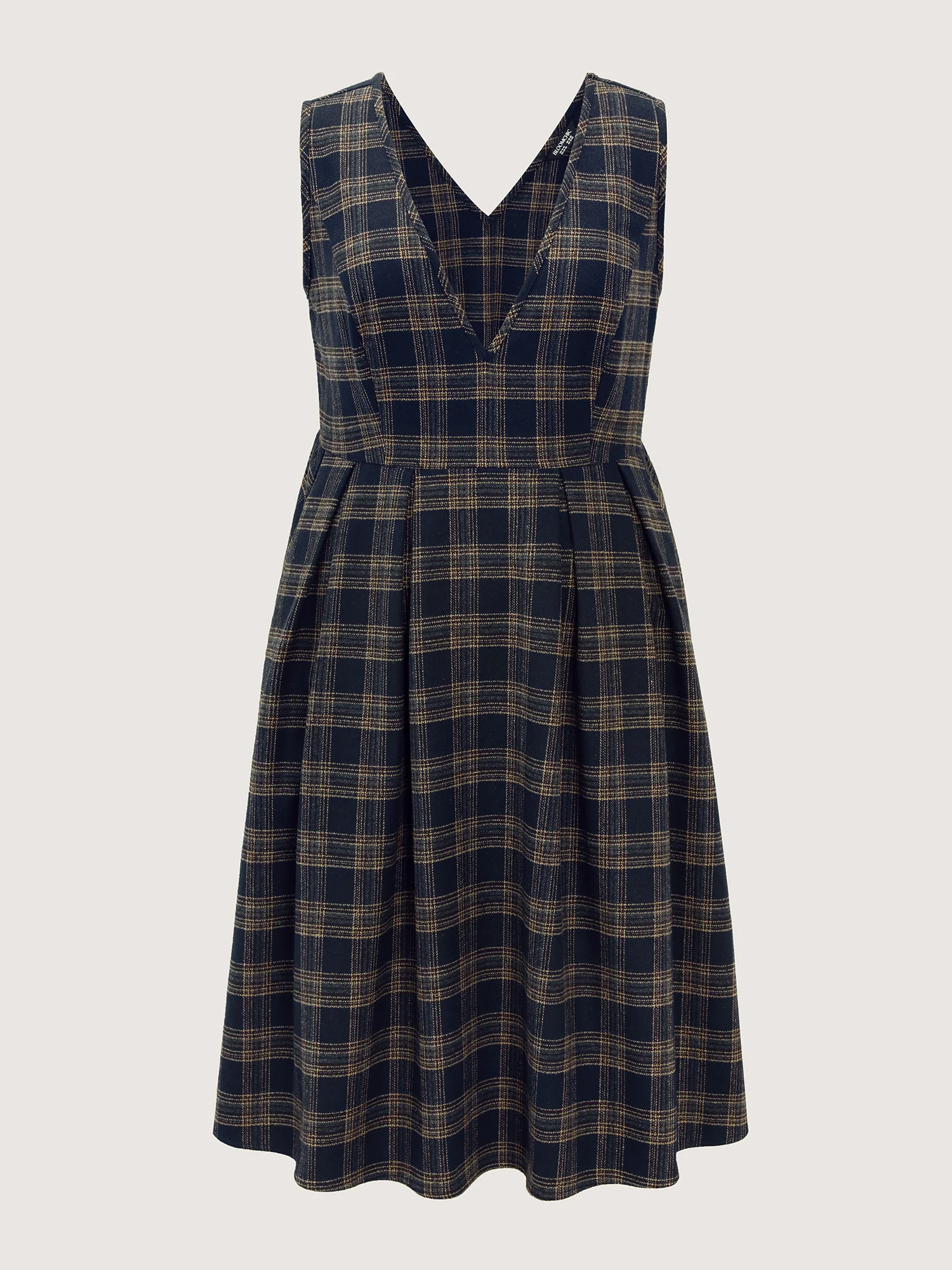 Checkered Pleated Pocket Midi Dress - Image 8