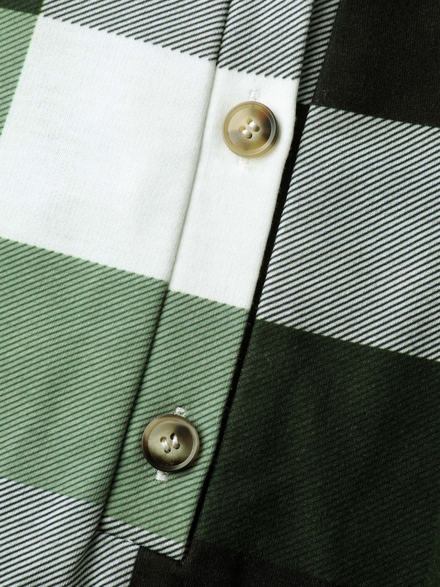 Checkered Print Button Hoodie - Image 6