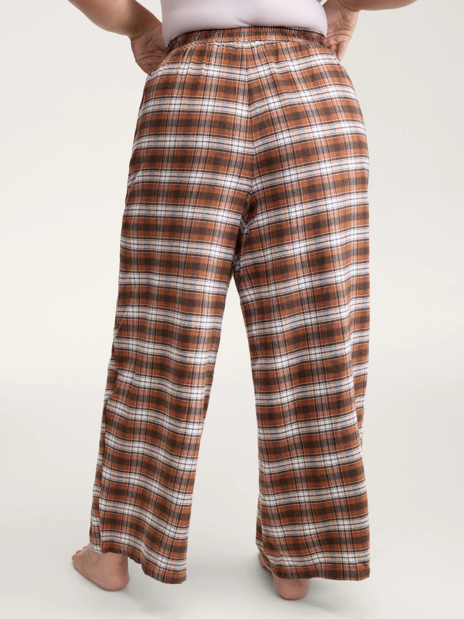 Checkered Print Drawstring Wide-Leg Lounge Pants - Image 4