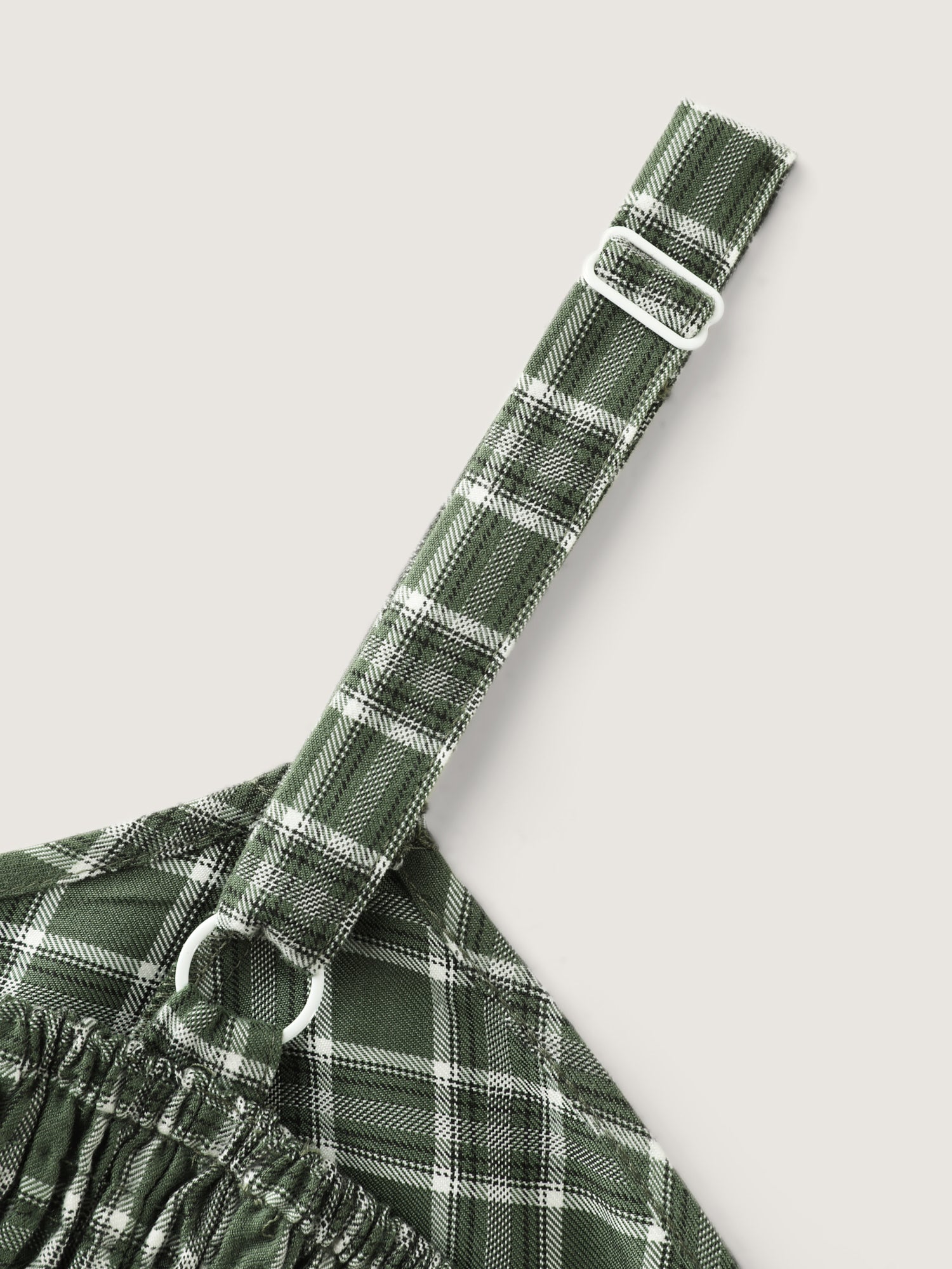 Checkered Print Shirred Pockets Midi Dress - Image 5