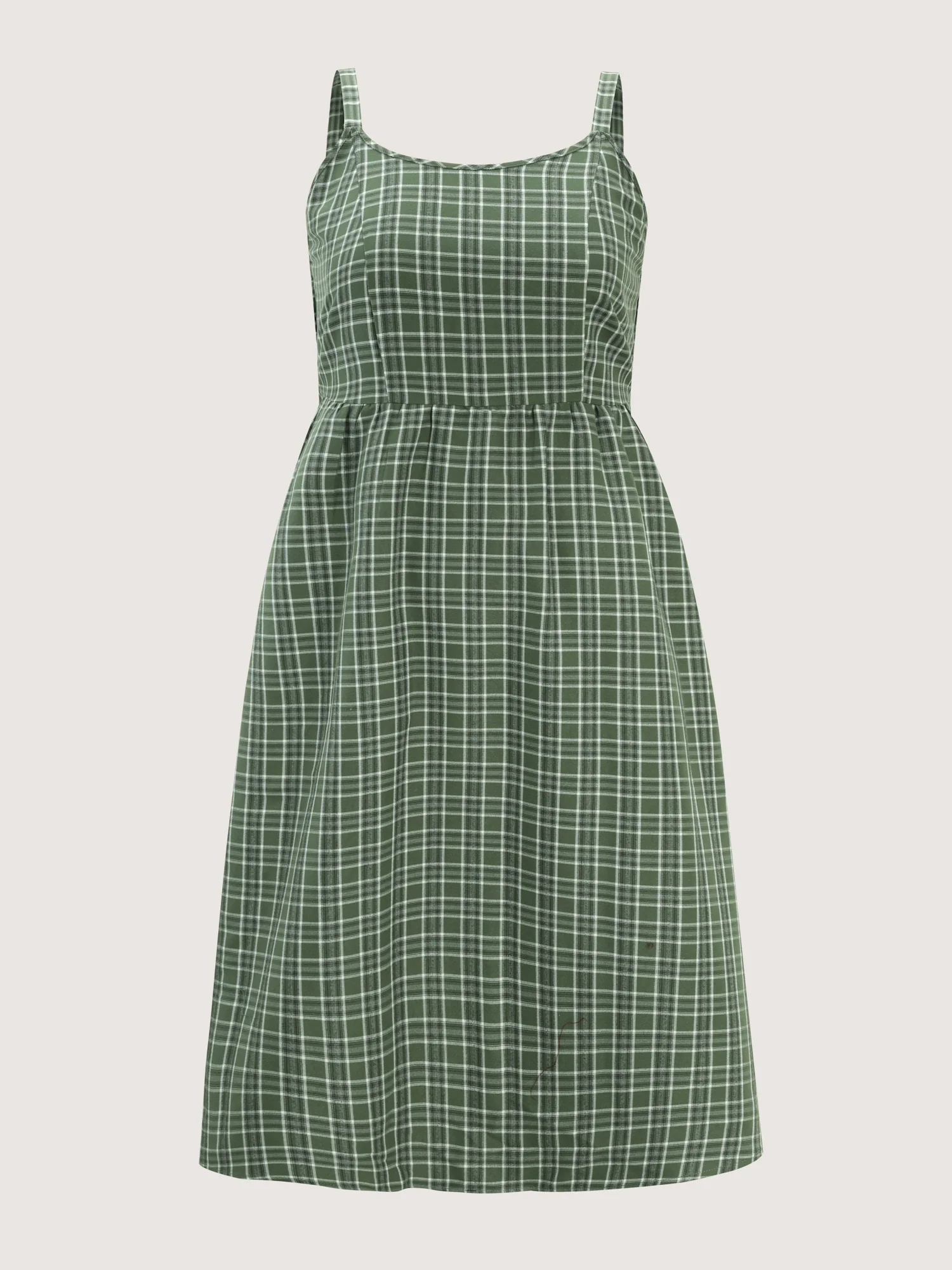 Checkered Print Shirred Pockets Midi Dress - Image 7