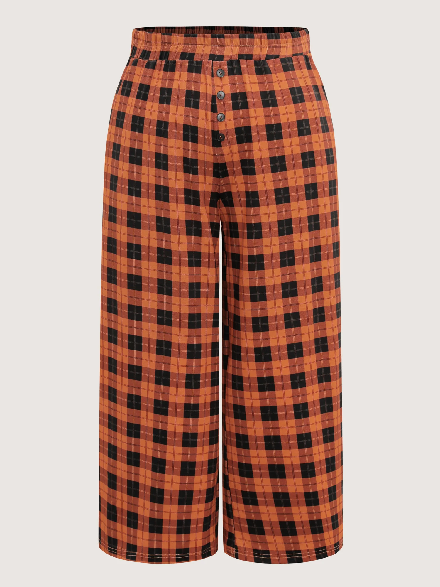 Checkered Print Wide-Leg Lounge Bottoms - Image 6