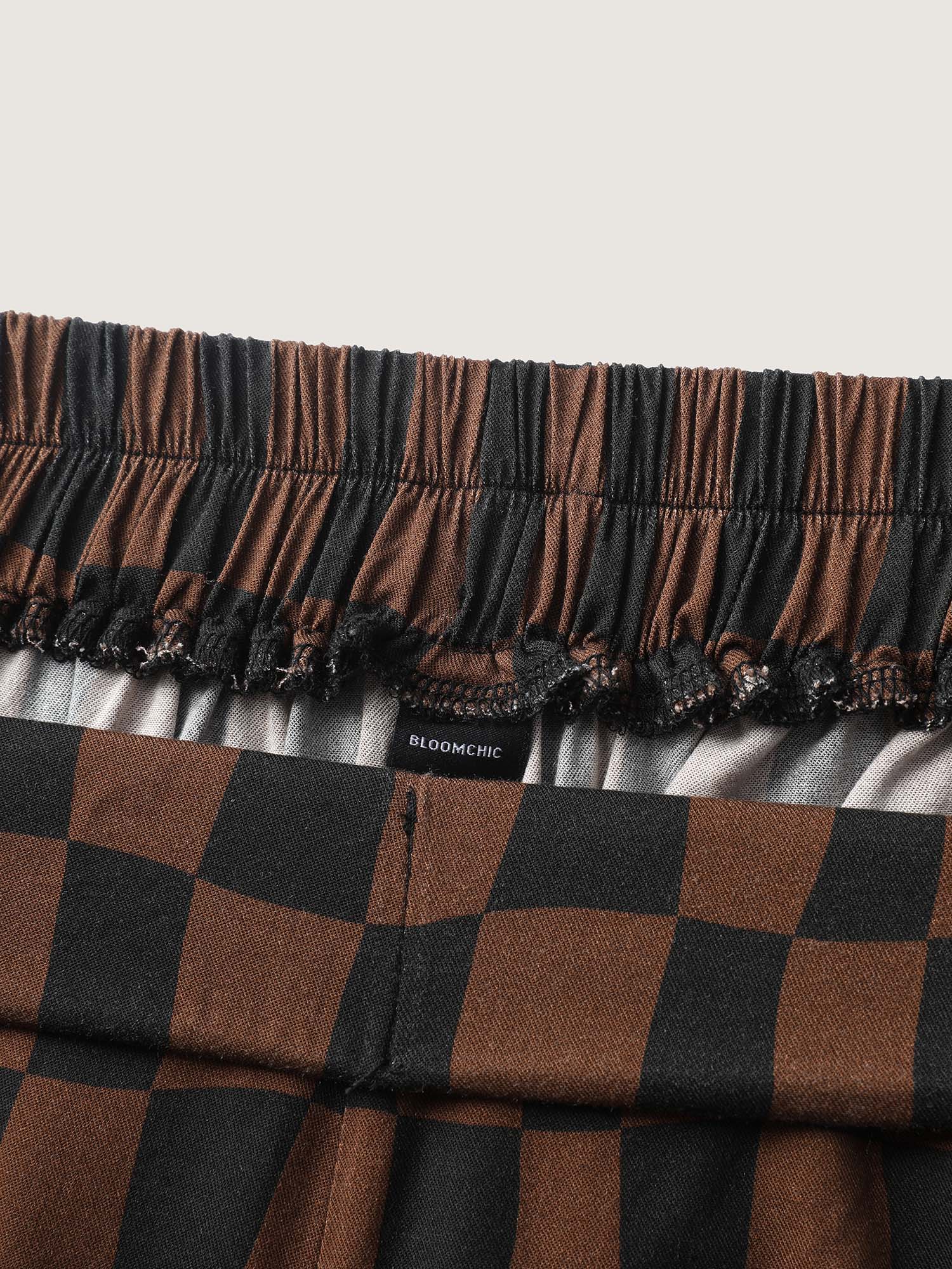 Checkered Print Wide-Leg Pants - Image 7