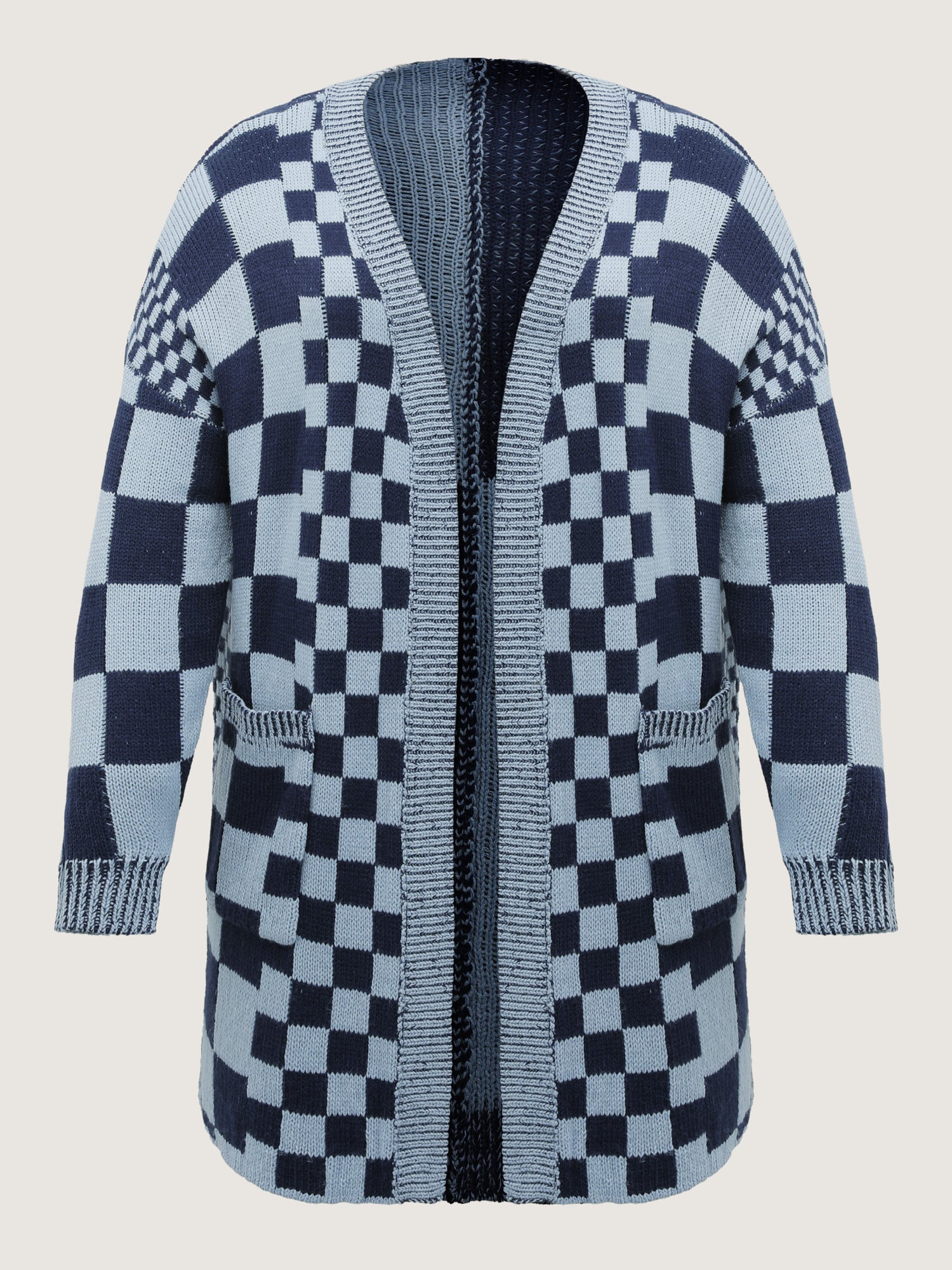 Checkered Relaxed-Fit Drop Shoulder Cardigan - Image 5
